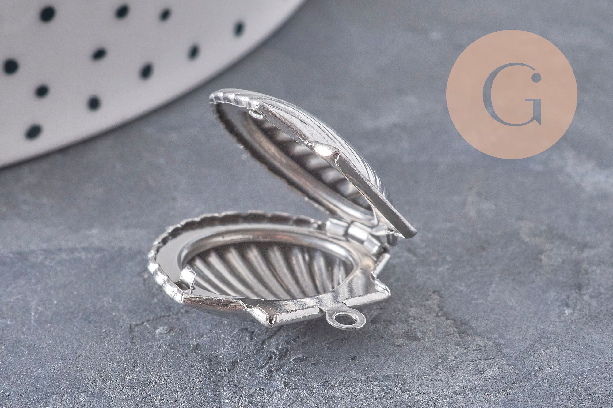 Gingerlily Pendentif locket coquillage platine 23,5mm x1