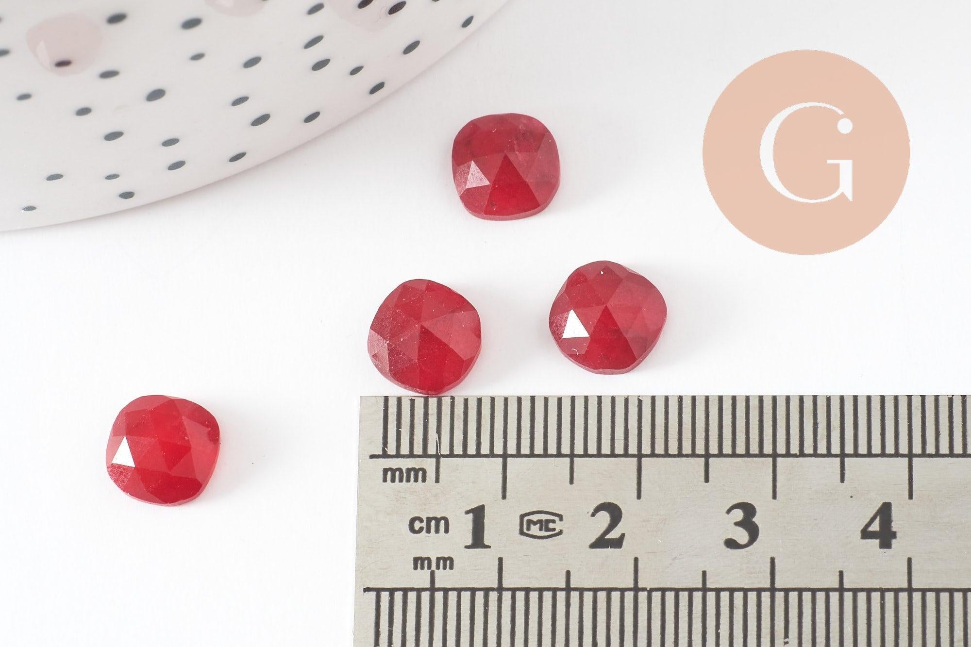 Gingerlily Perles G9687 cabochon jade rouge carré 8 mm