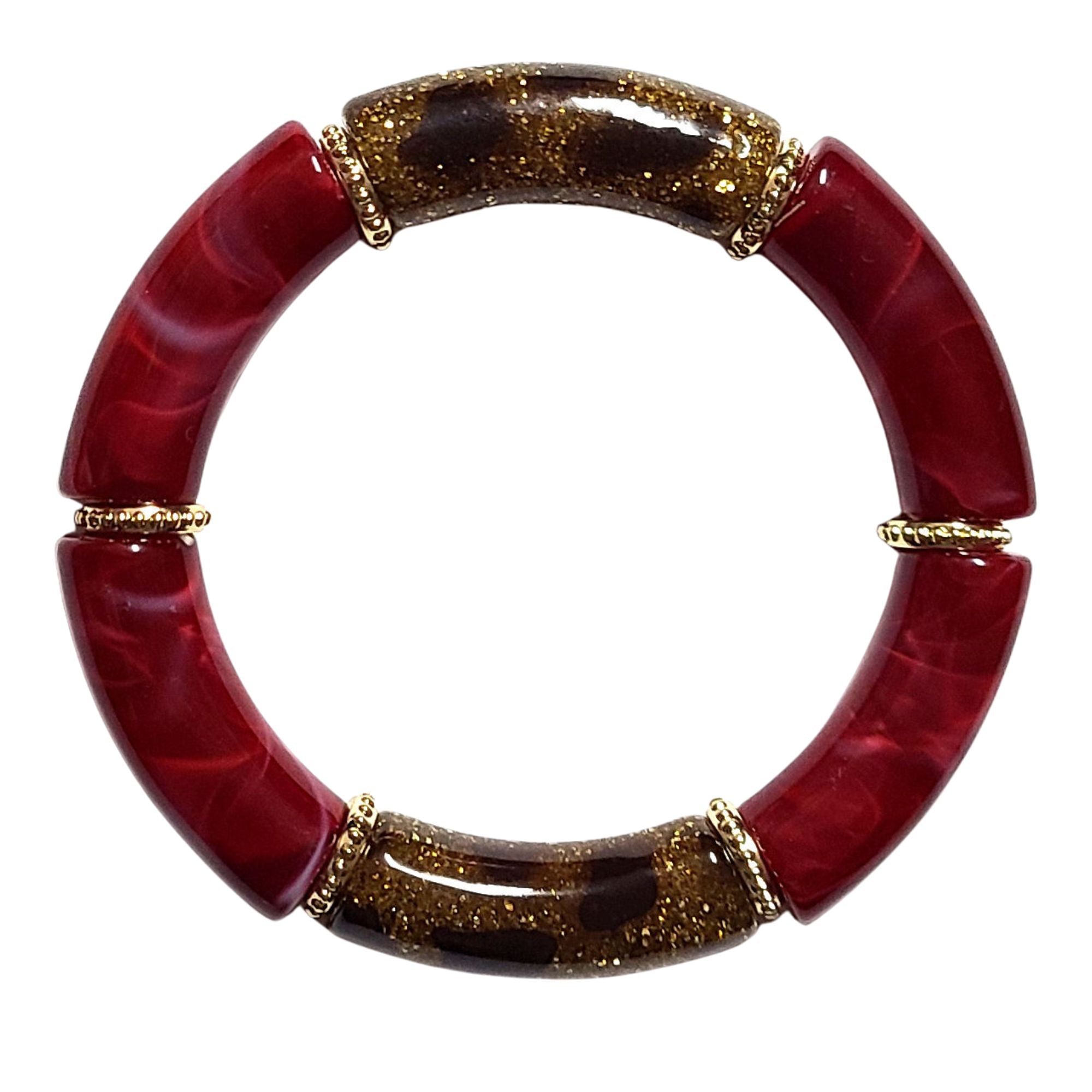 Artshop Tubes 8MM perle tube bordeaux marbré 8 mm