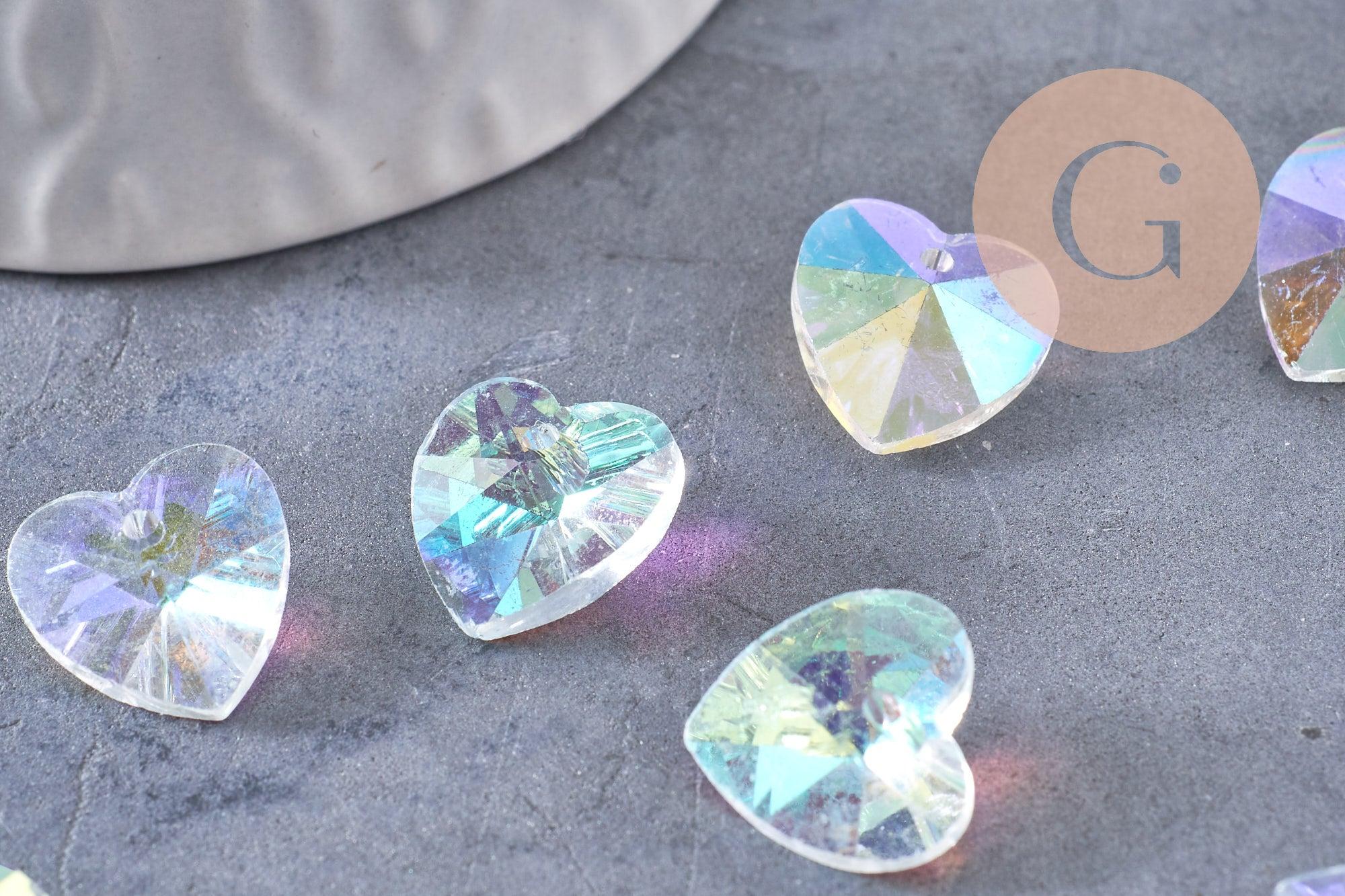 Gingerlily Pendentifs G10413 cœur cristal transparent 14mm x10