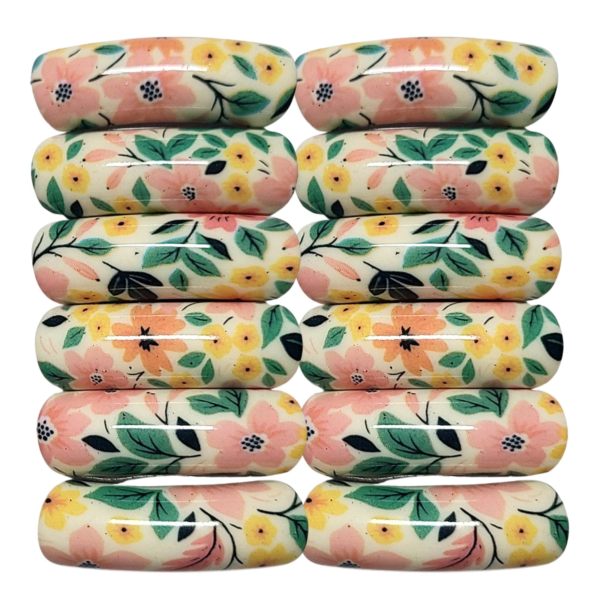 ARTSHOP Tubes DESIGN 1044 perle tube fleurs 12mm bleu x1