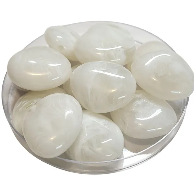 ARTSHOP Galets Tika Blanc marbré perle acrylique 30 mm