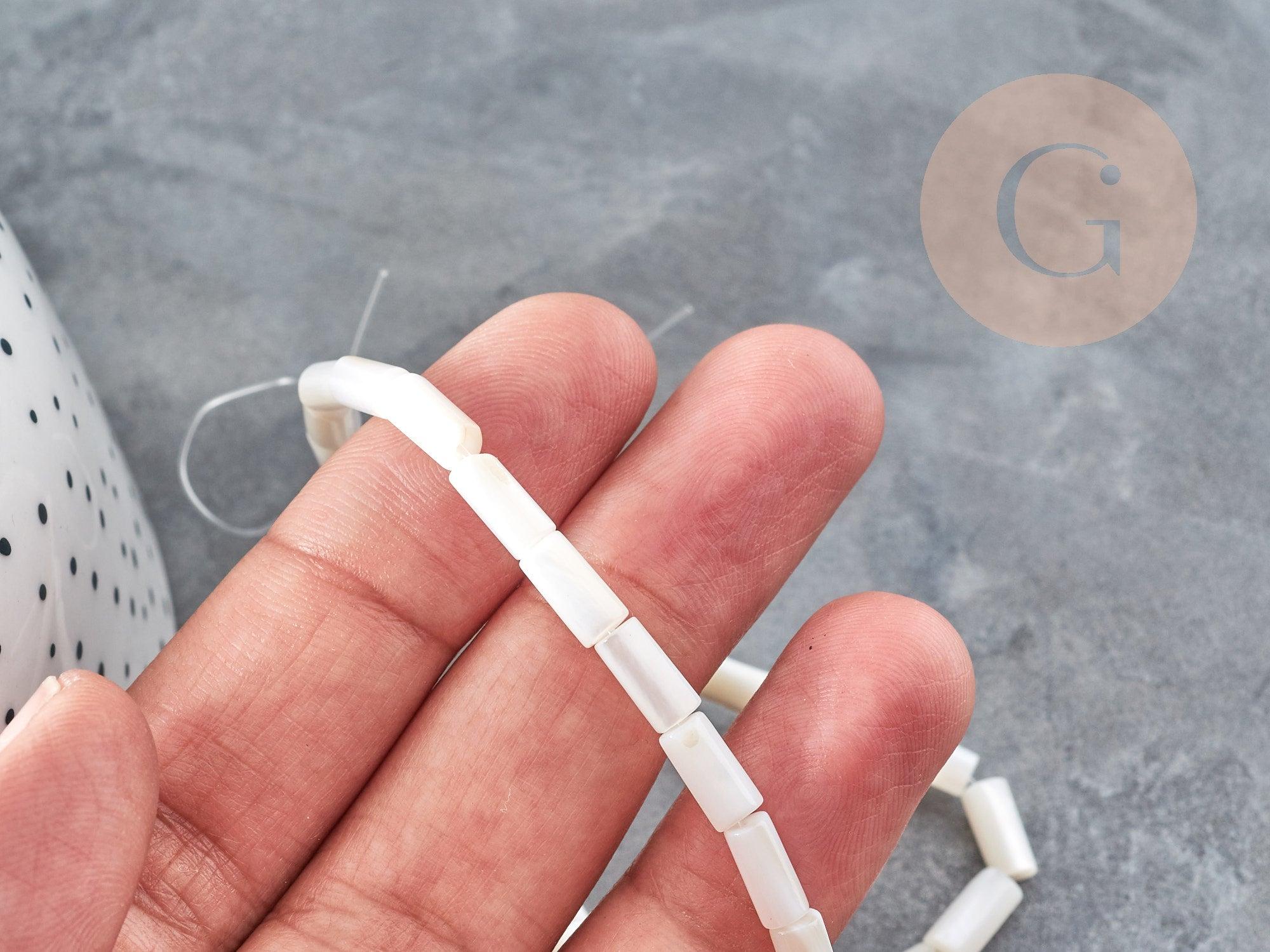 Gingerlily Perles pour bijoux DIY G9042 perle tube nacre blanche 8x4mm