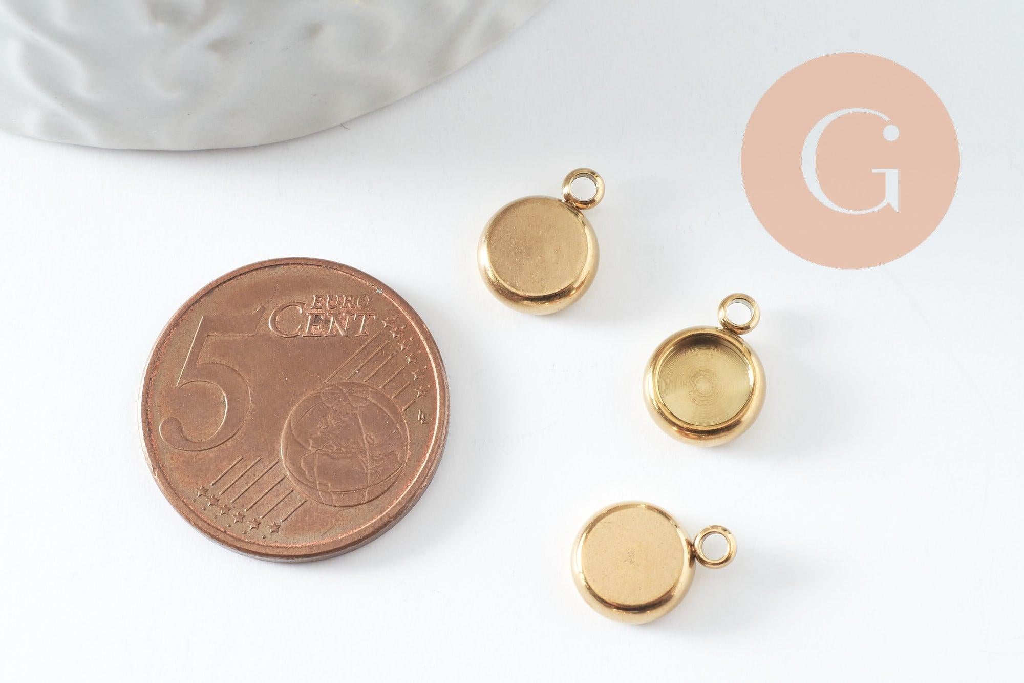 Gingerlily Pendentifs support cabochon 6 mm acier doré, x2