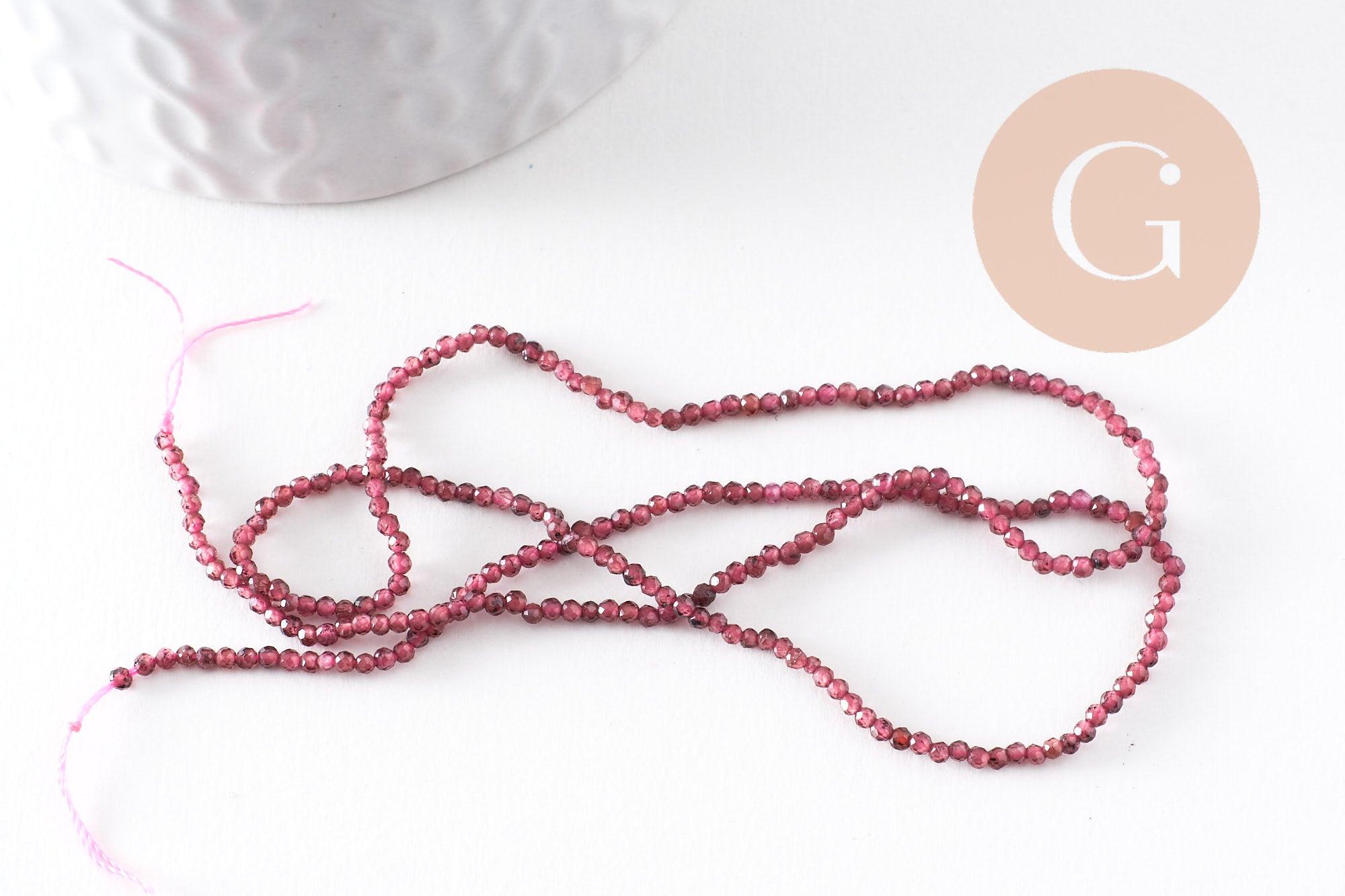 Gingerlily Perles grenat naturel G9980 perles facettées 2mm fil 38cm