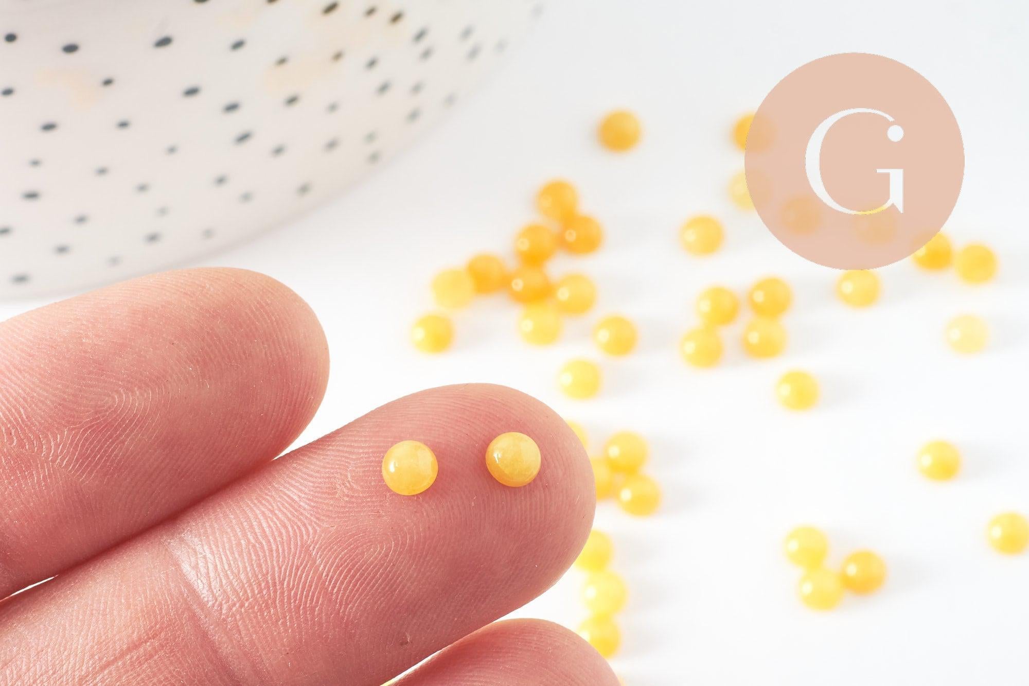 Gingerlily cabochon jade jaune rond 4 mm x1