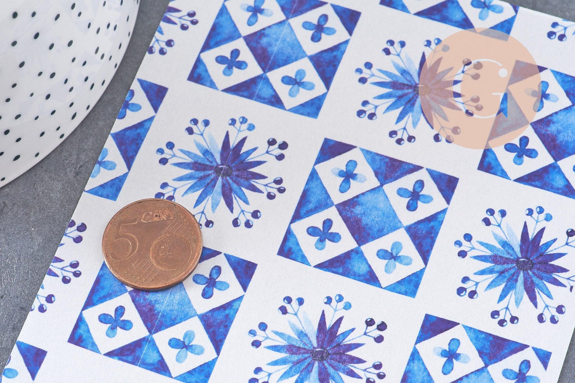 Gingerlily Pâte polymère G10779 feuille transfert carreaux bleus 14x10 cm