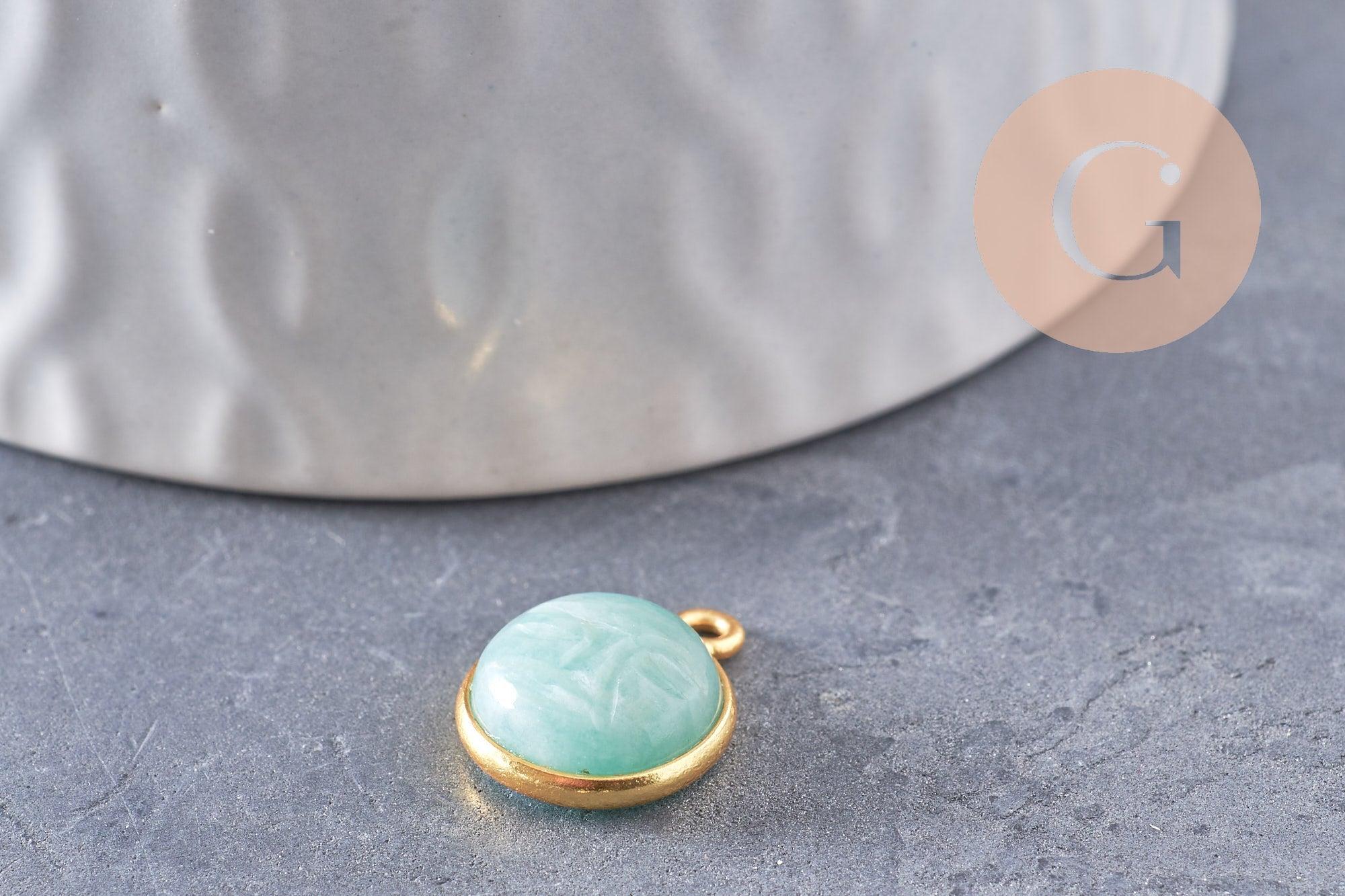 Gingerlily pendentif lune amazonite 19mm doré 18K x1