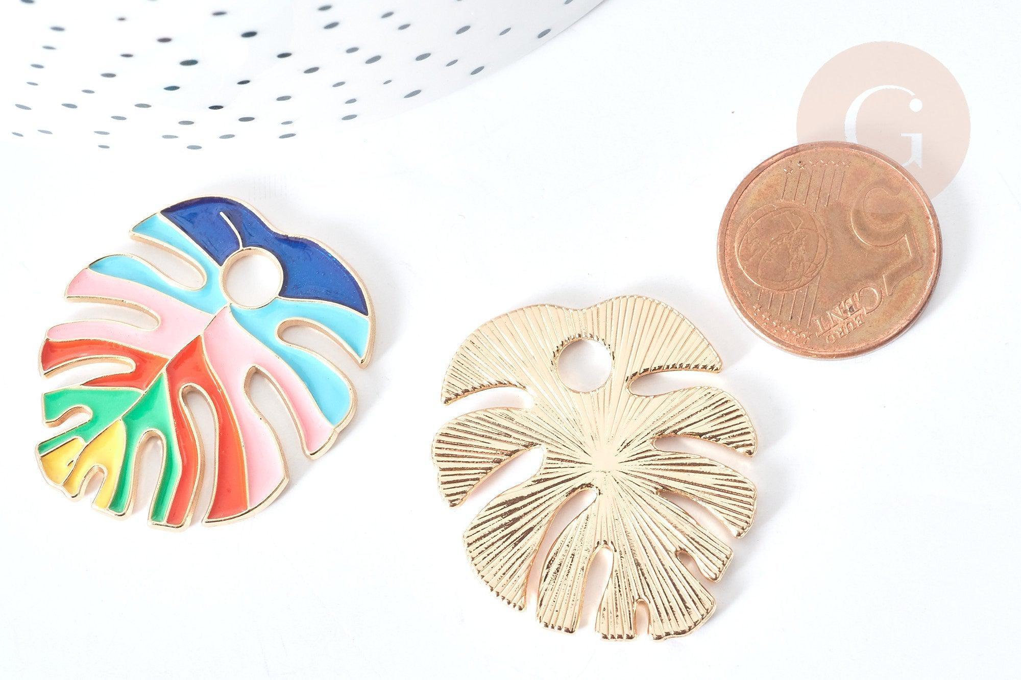 Gingerlily Pendentif G8083 feuille monstera doré 33,5 mm