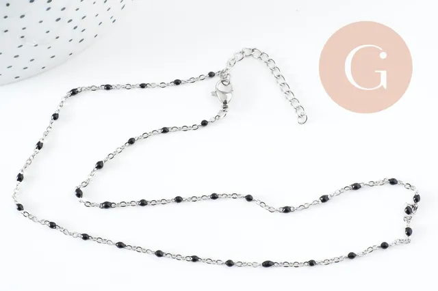 Gingerlily G10010 chaîne collier acier résine noire 40,5cm
