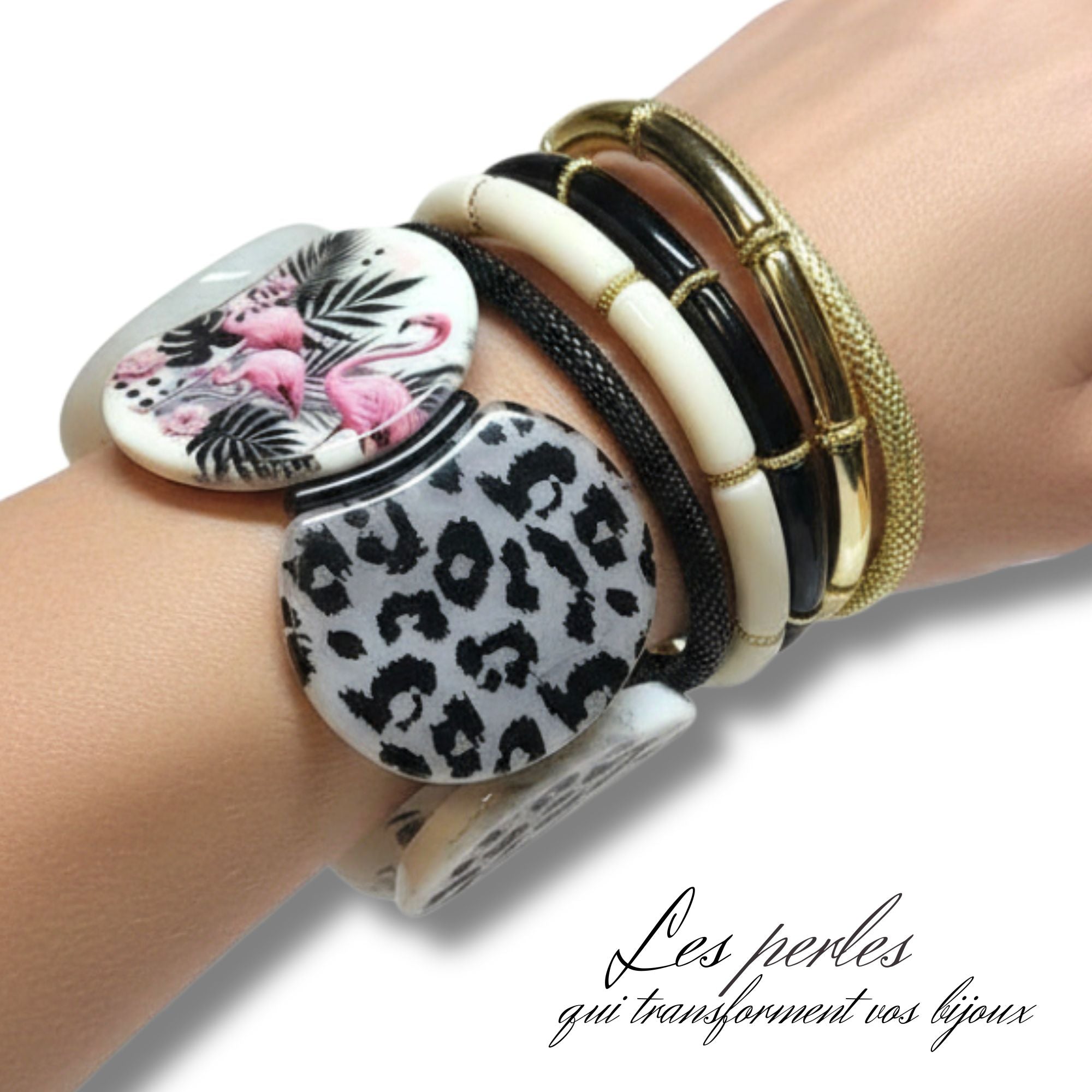 ARTSHOP Moon Léopard Flamant kit bracelet sans aiguille acrylique