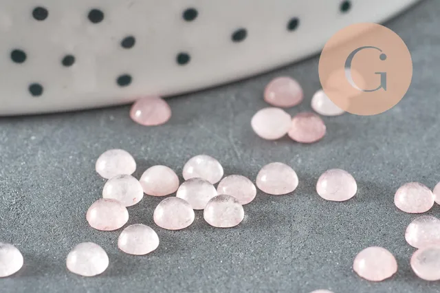 Gingerlily Cabochon jade rose clair rond 4mm pierre à coller x1