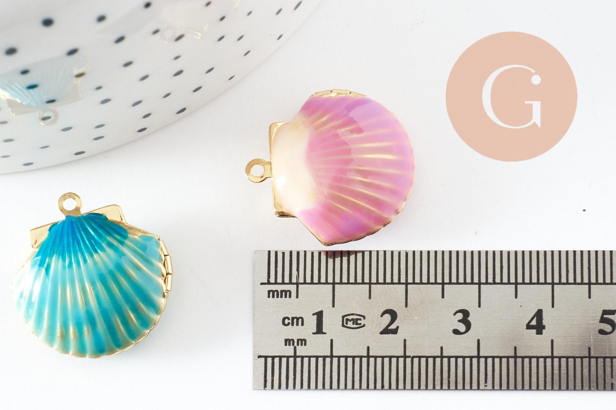 Gingerlily Pendentif locket coquillage G9551 laiton doré 23,5mm