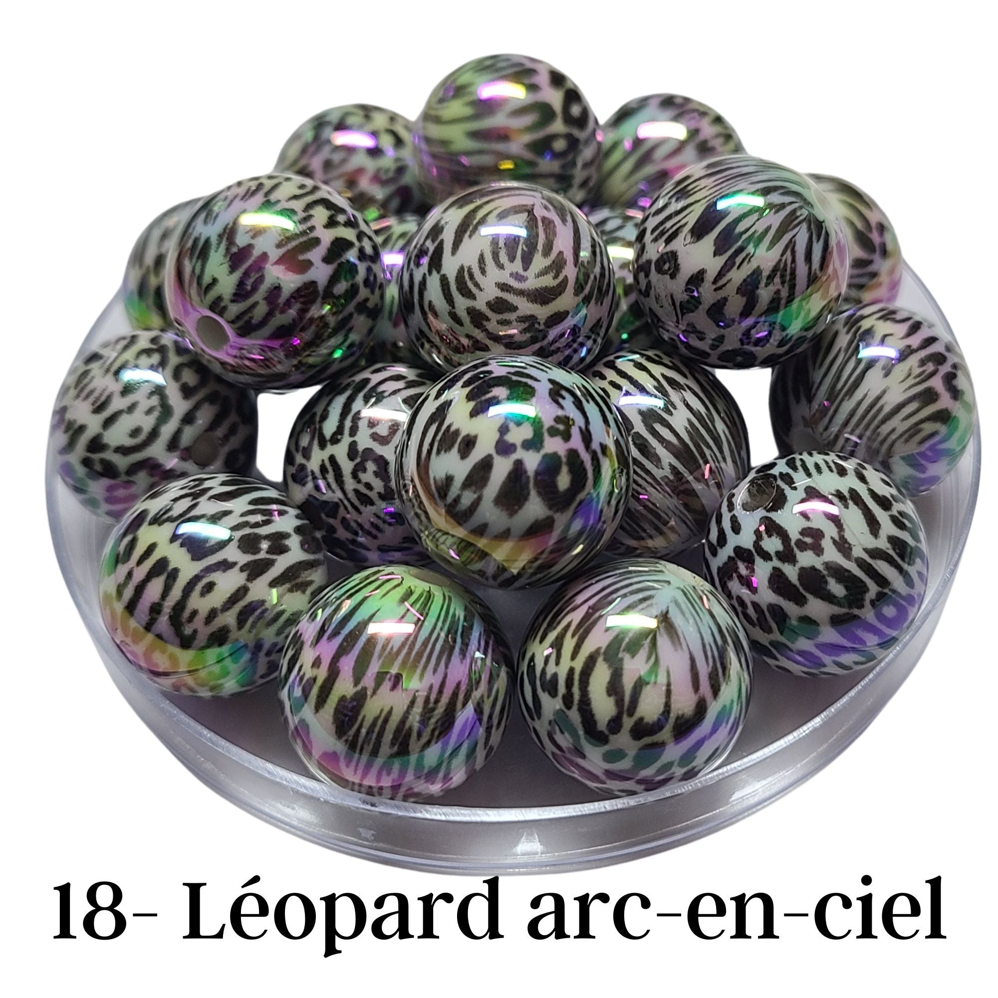Artshop Boules 20MM 18 perles léopard rainbow x1