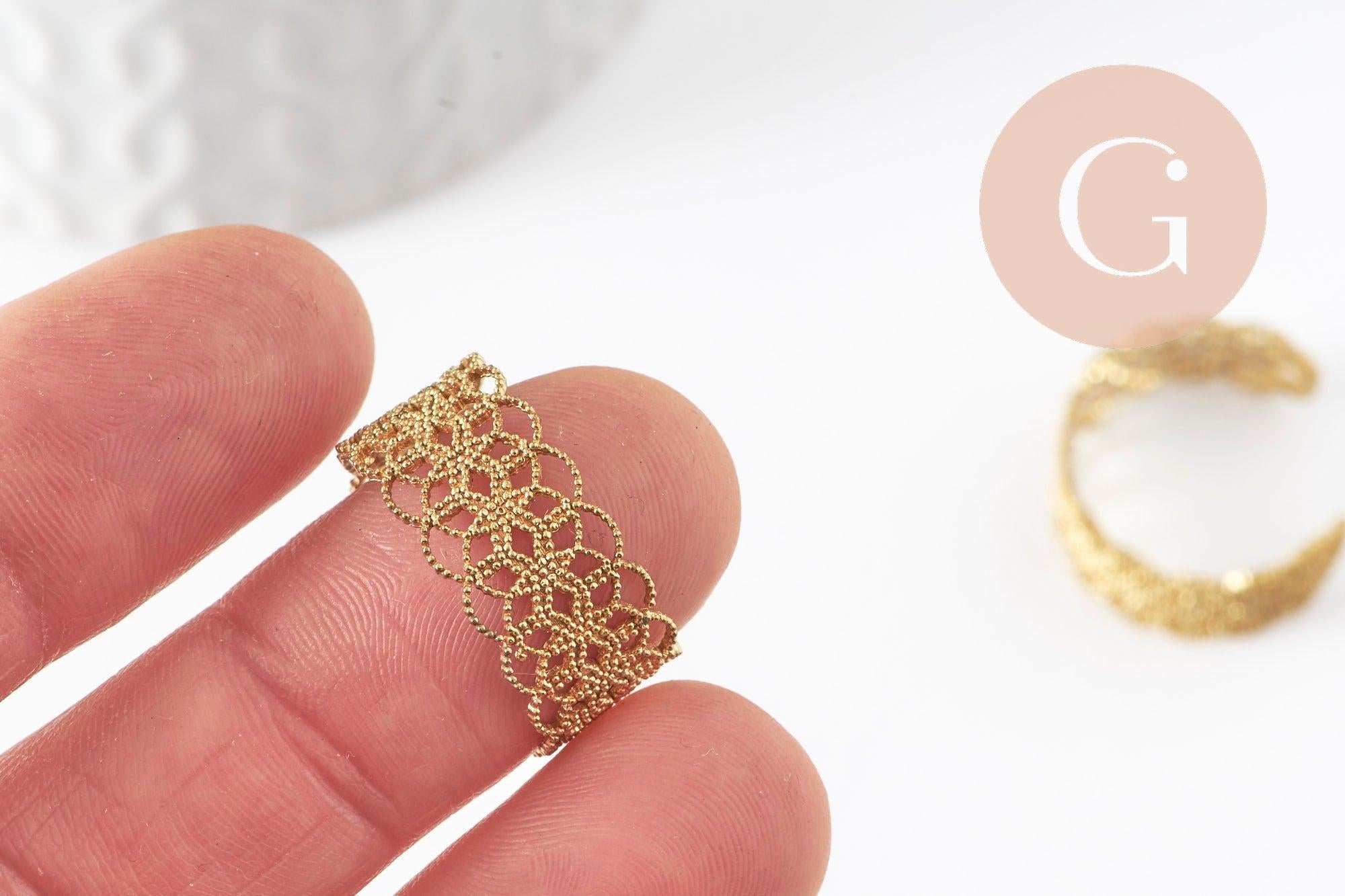 Gingerlily Apprêts bague réglable dentelle laiton brut 19mm x2