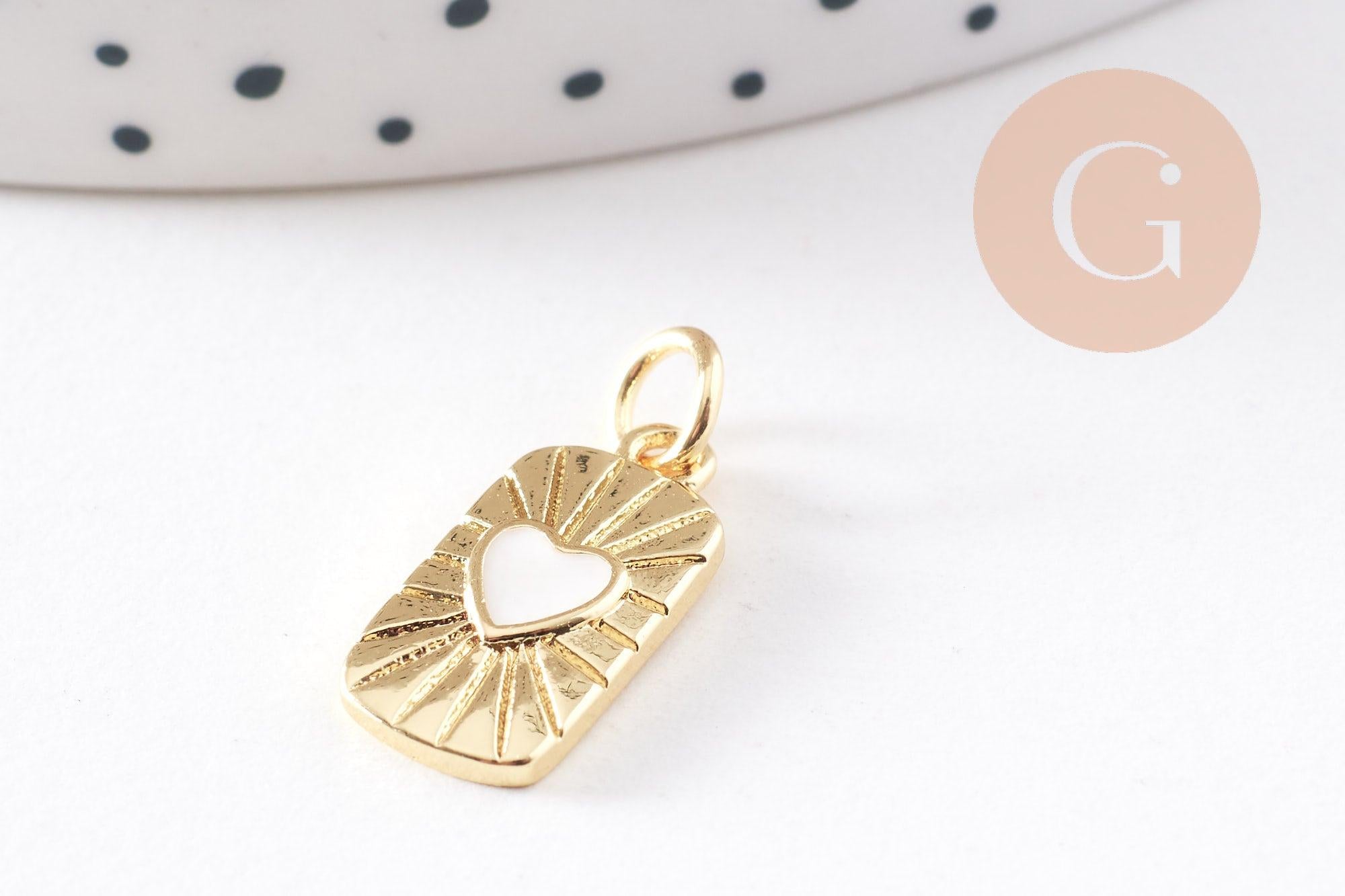 Gingerlily Pendentifs Cœur Nacre Laiton Doré 16.5mm x1