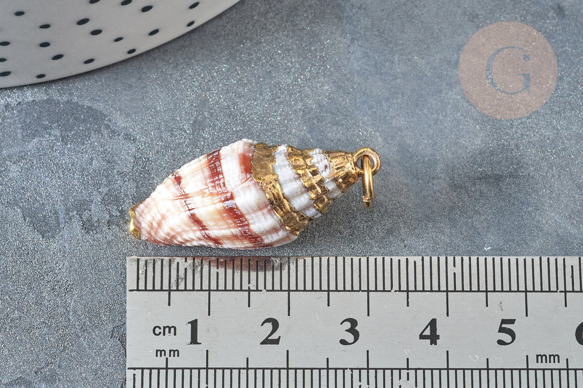 Gingerlily Pendentif coquillage spirale marron doré 30-50 mm x1