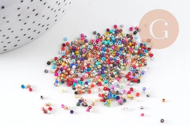Gingerlily G10882 perles tube verre multicolore 8g x1