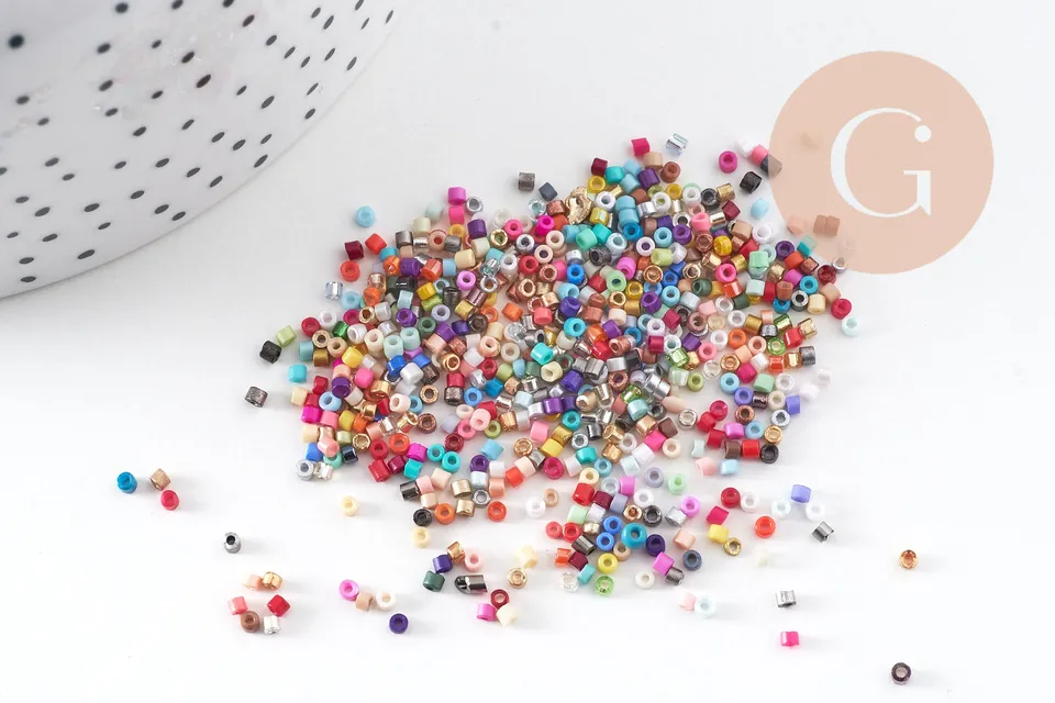 Gingerlily G10882 perles tube verre multicolore 8g x1