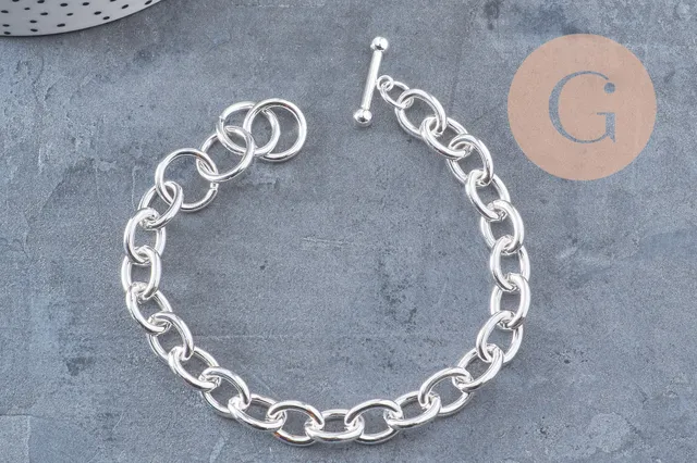 Gingerlily G10922 bracelet grosse maille acier inox argenté 20,4cm