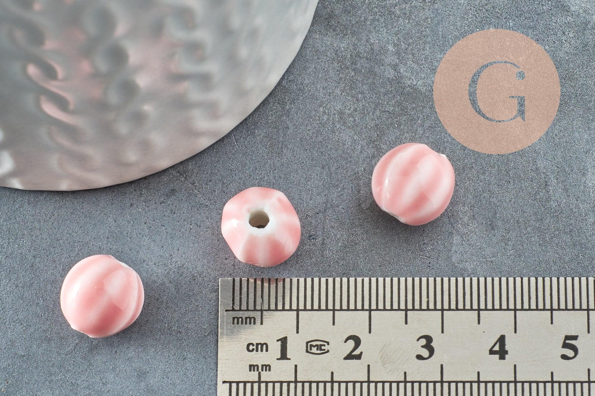 Gingerlily Perles DIY Perle ronde porcelaine rose 11mm x10