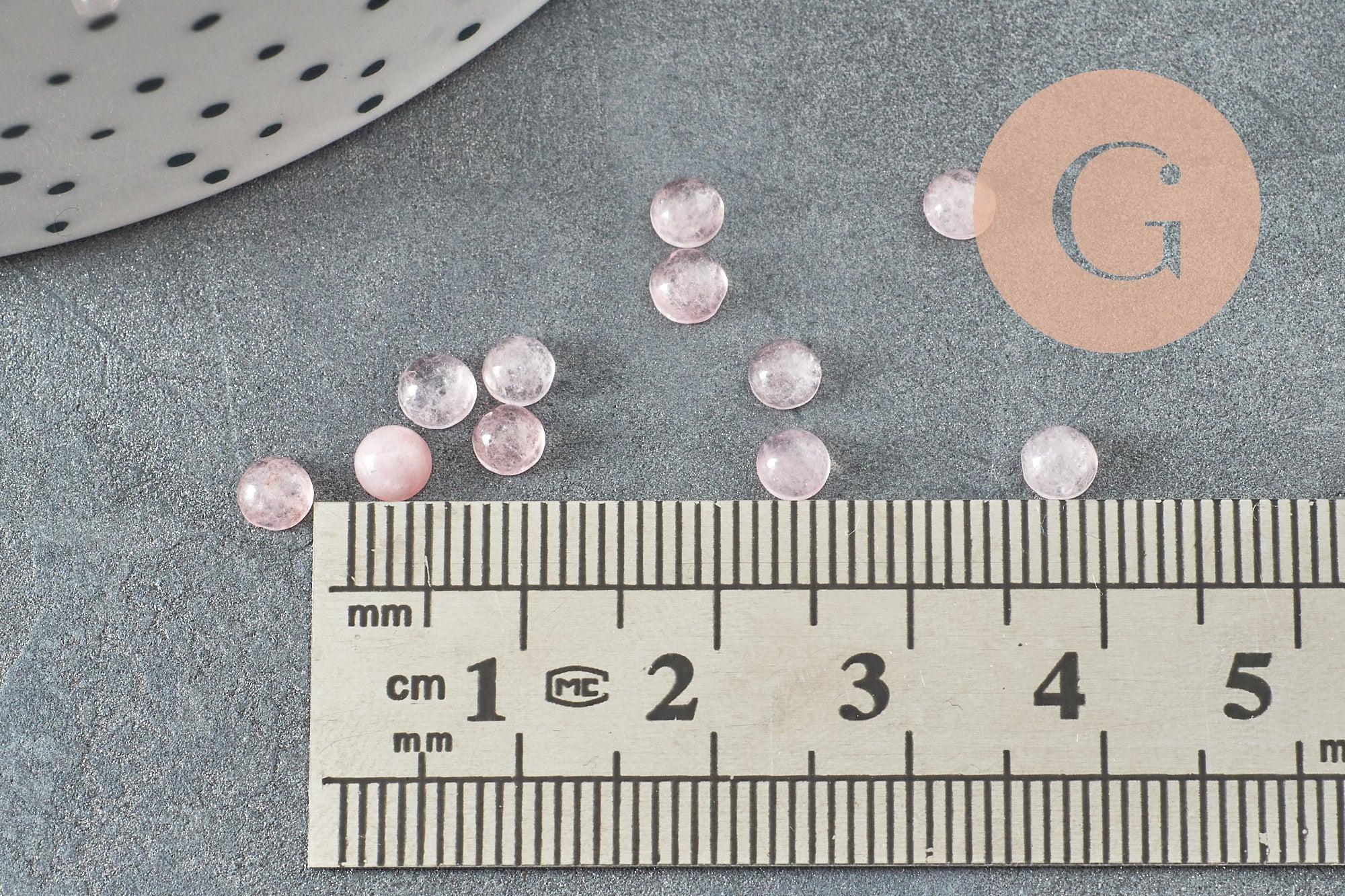 Gingerlily Cabochon jade rose clair rond 4mm pierre à coller x1