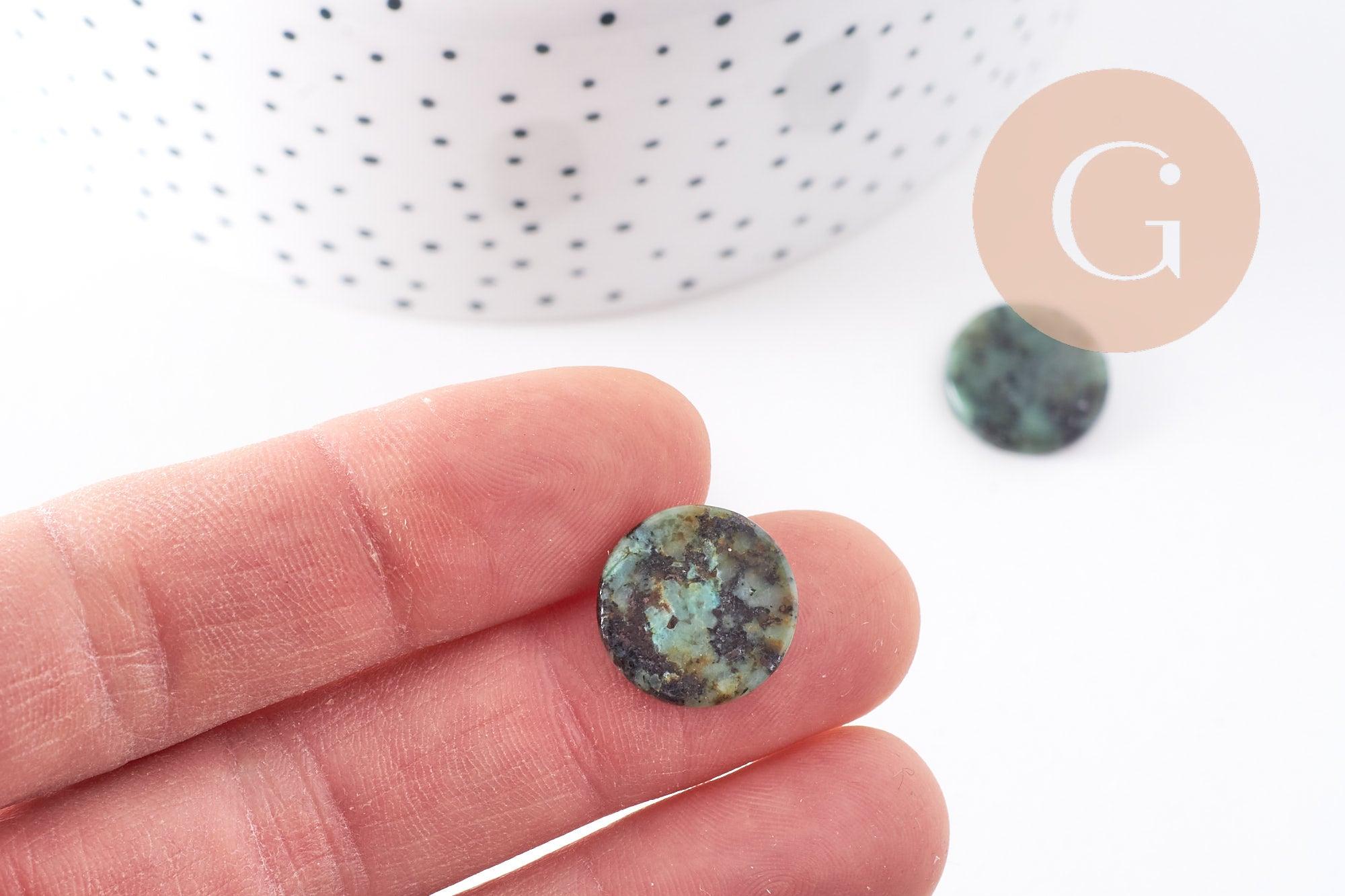 Gingerlily Cabochon disque turquoise africaine 15 mm