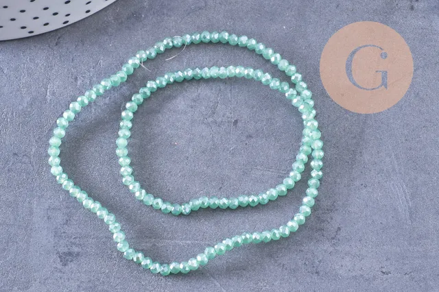 Gingerlily Perles cristal vert irisé 3x2mm fil 40cm G10616