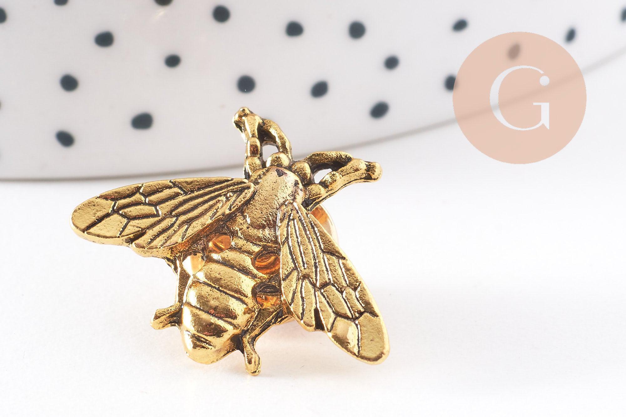Gingerlily Broche abeille zamac doré vieilli 26mm x1