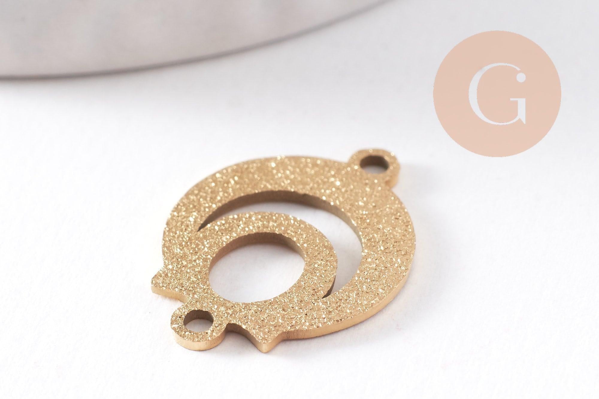 Gingerlily Pendentifs connecteur rond acier doré 19mm x2