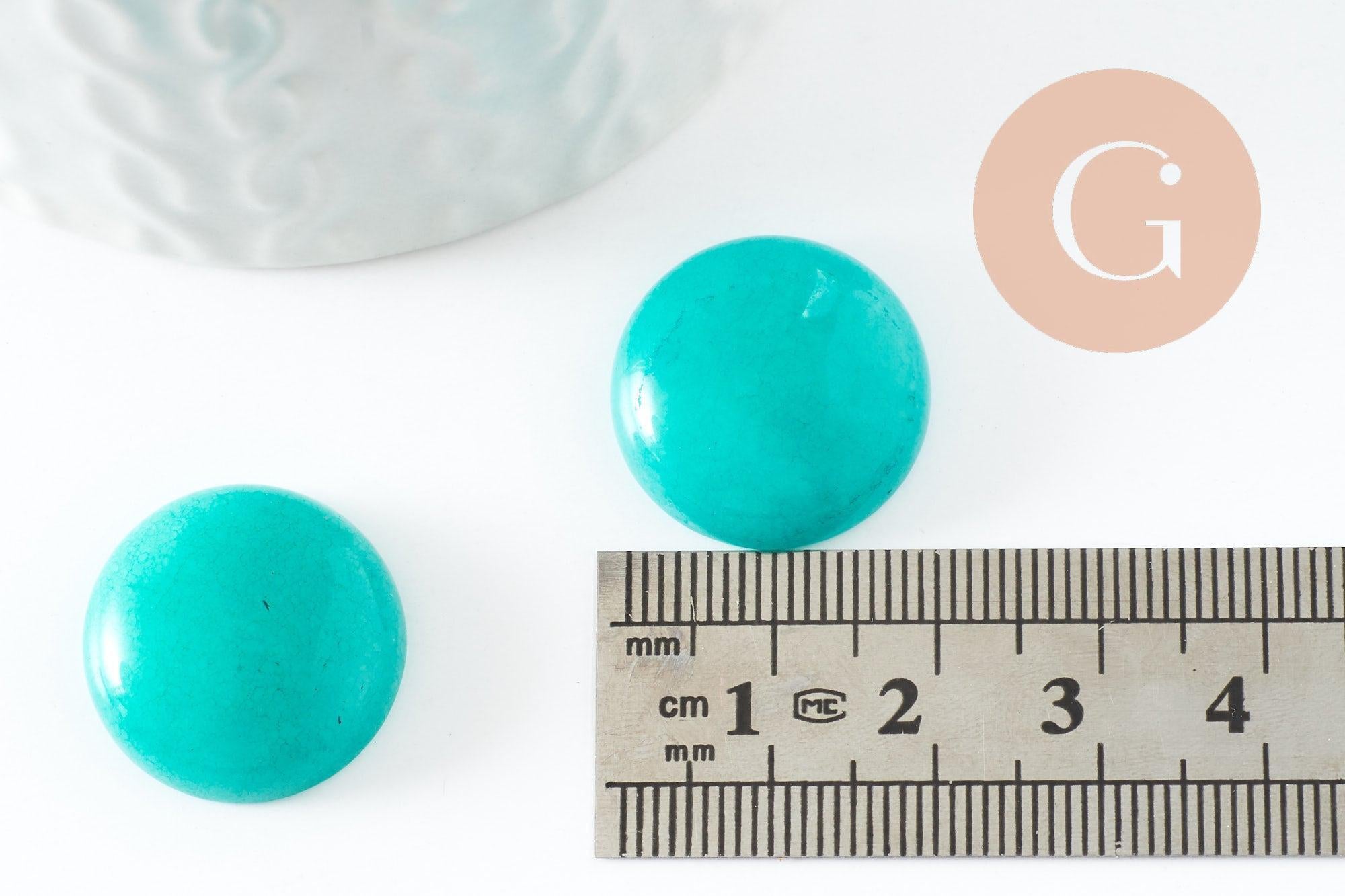 Gingerlily Cabochon Rond Jade Naturel Turquoise 20 mm x1