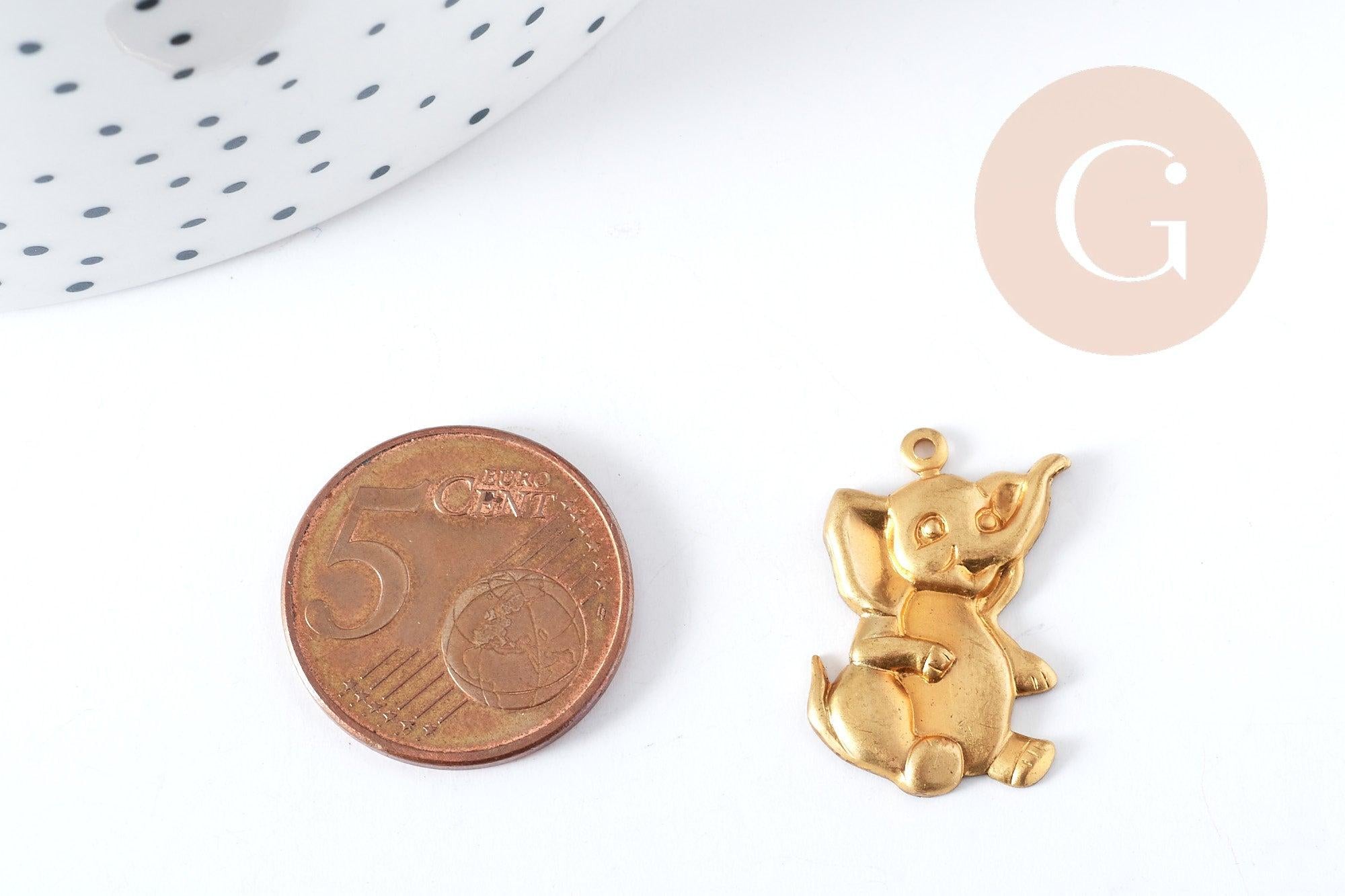 Gingerlily G8207 breloque éléphant Dumbo laiton brut 12mm x1