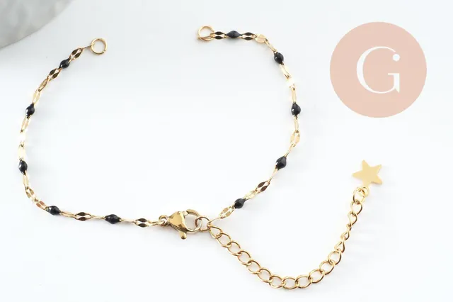 Gingerlily Apprêts Base bracelet acier doré G9592 16,2cm