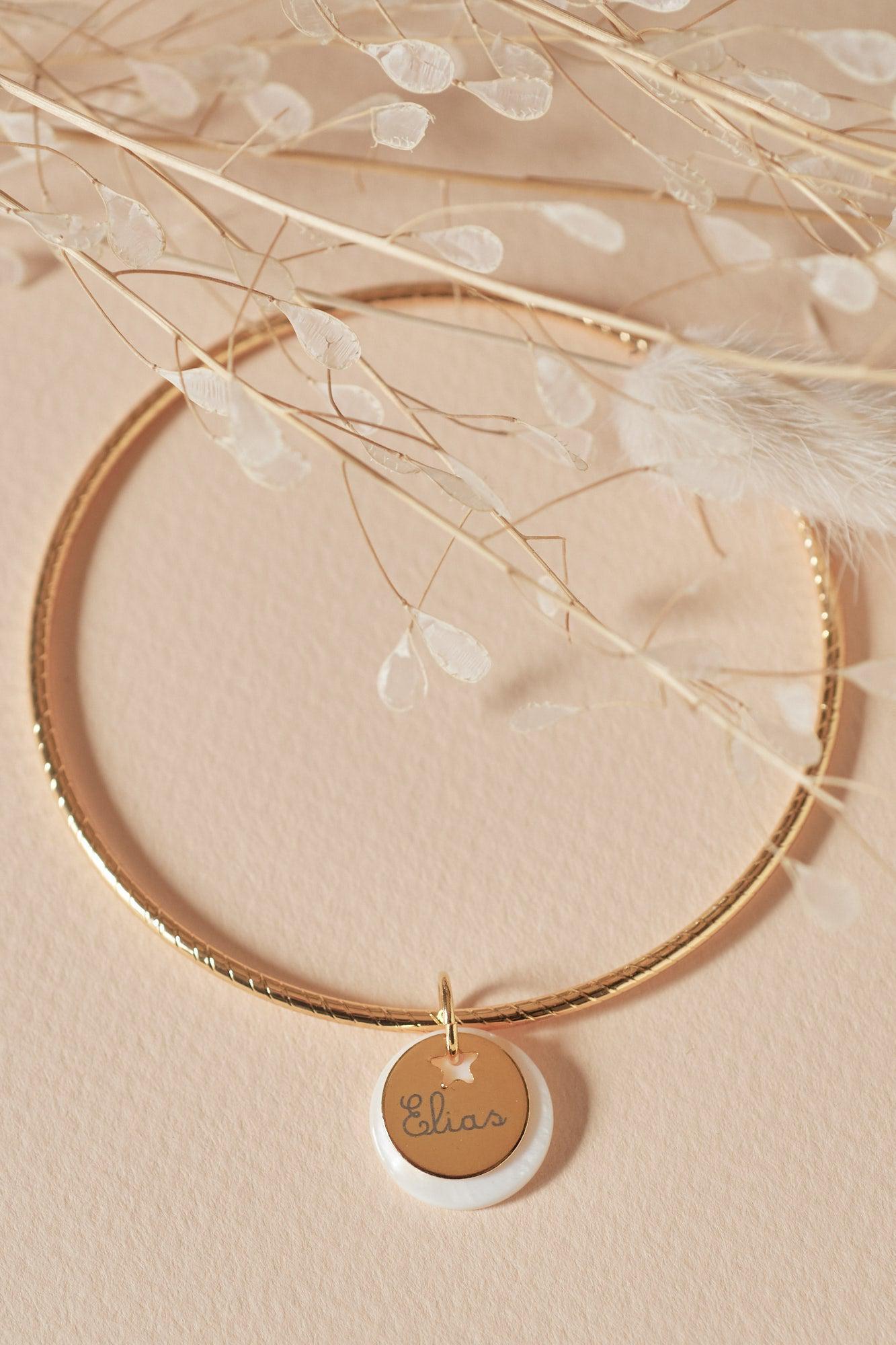 Gingerlily ADN7 bracelet jonc acier étoile nacre