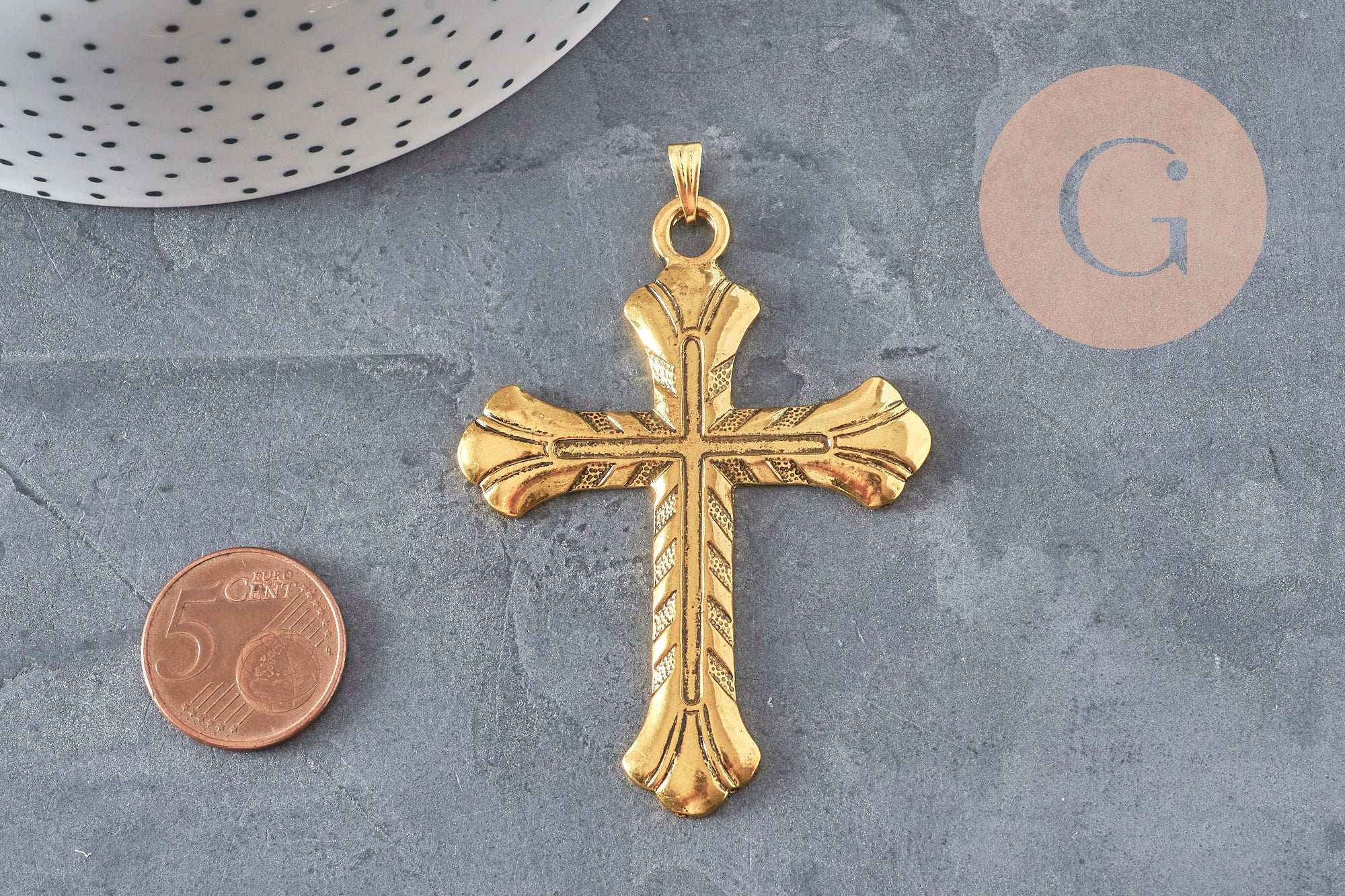 Gingerlily Pendentifs G2368 pendentif grande croix dorée 75mm