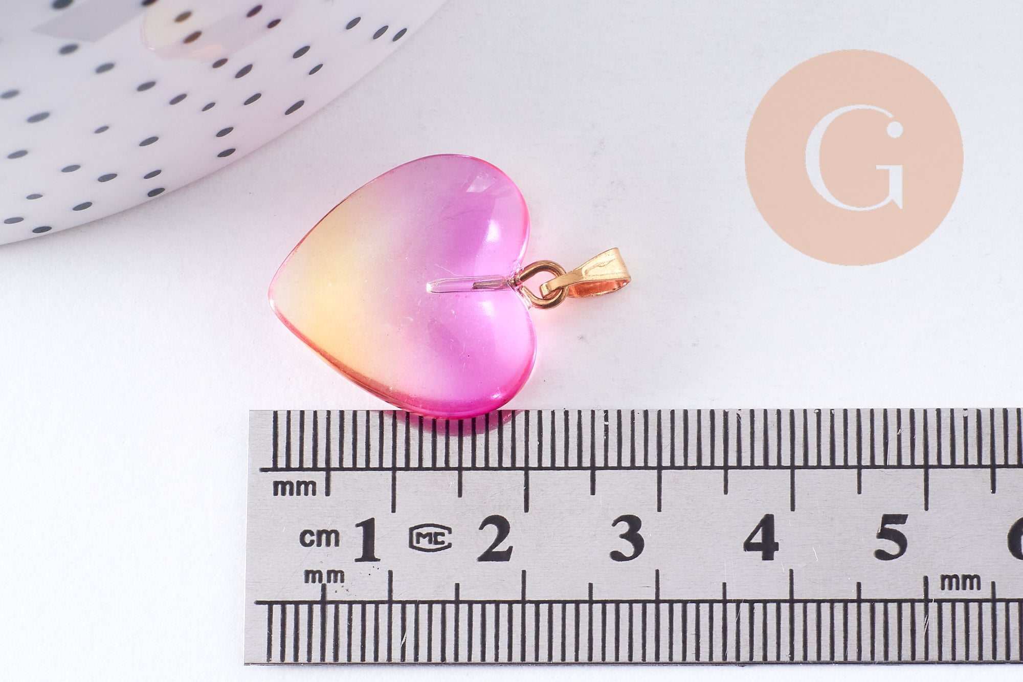 Gingerlily Pendentifs DIY pendentif cœur verre rose 22mm x1