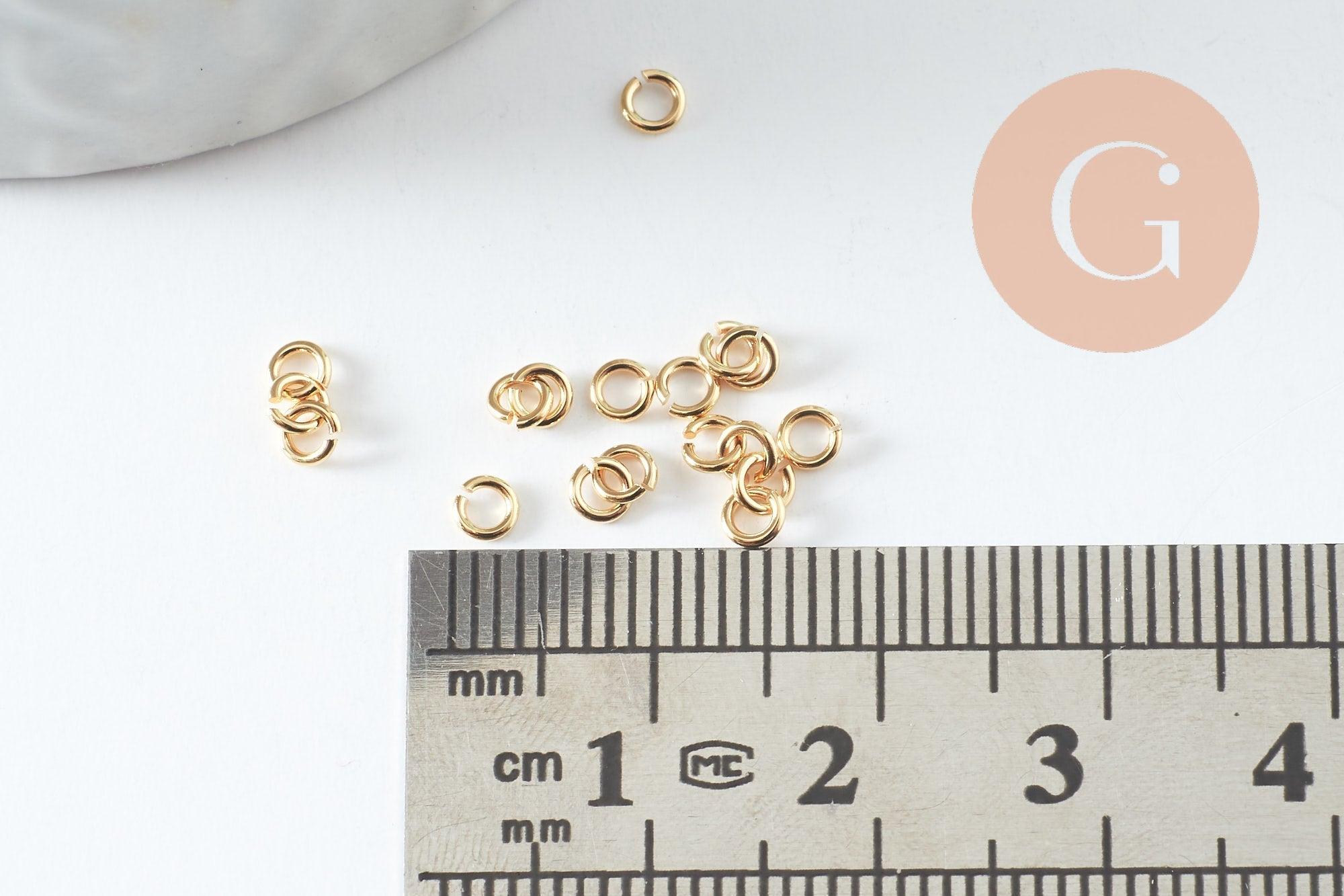 Gingerlily Perles Anneaux ouverts laiton doré 24K 3 mm x50