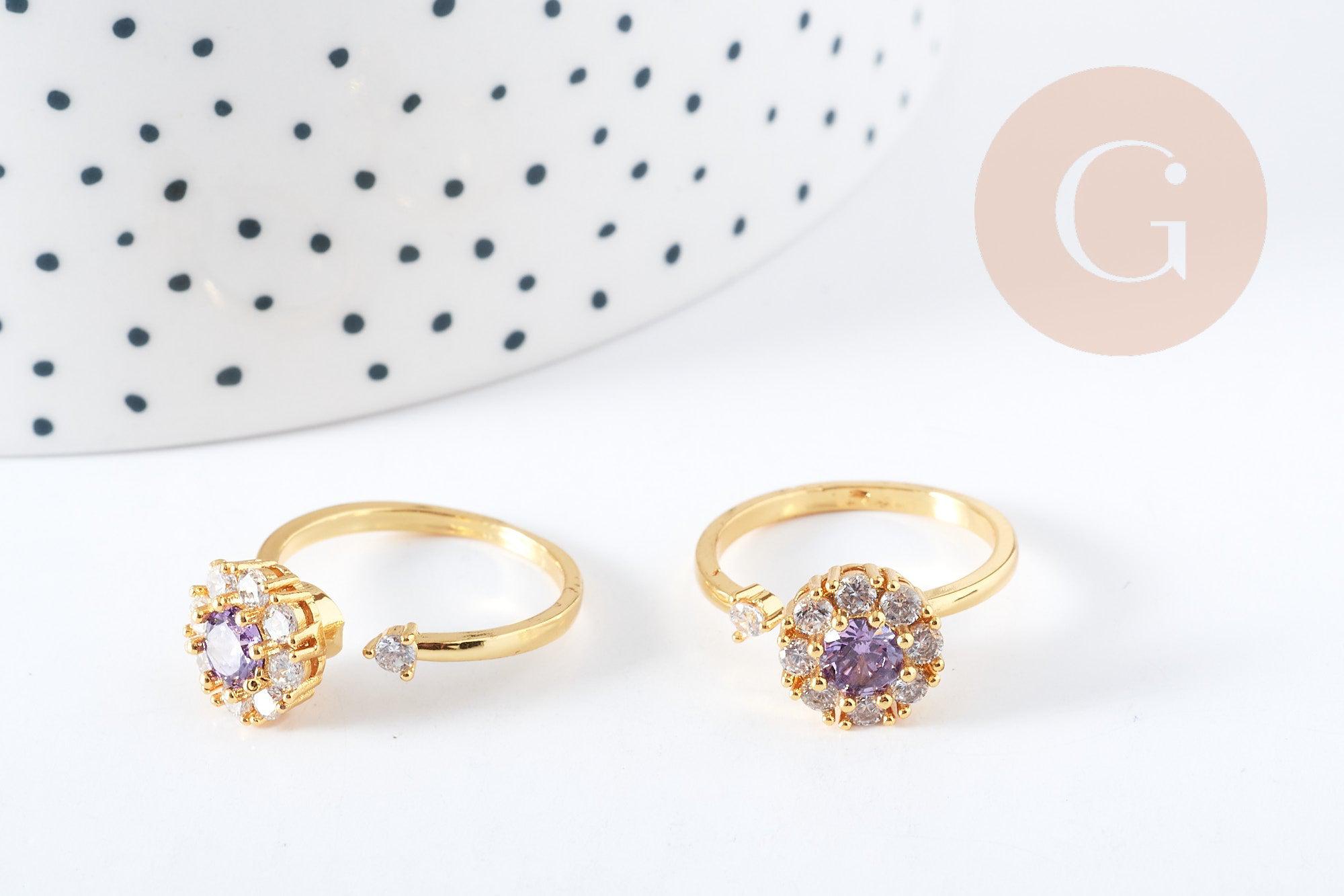 Gingerlily Apprêts bague rotative laiton doré zircons 18,5 mm x1