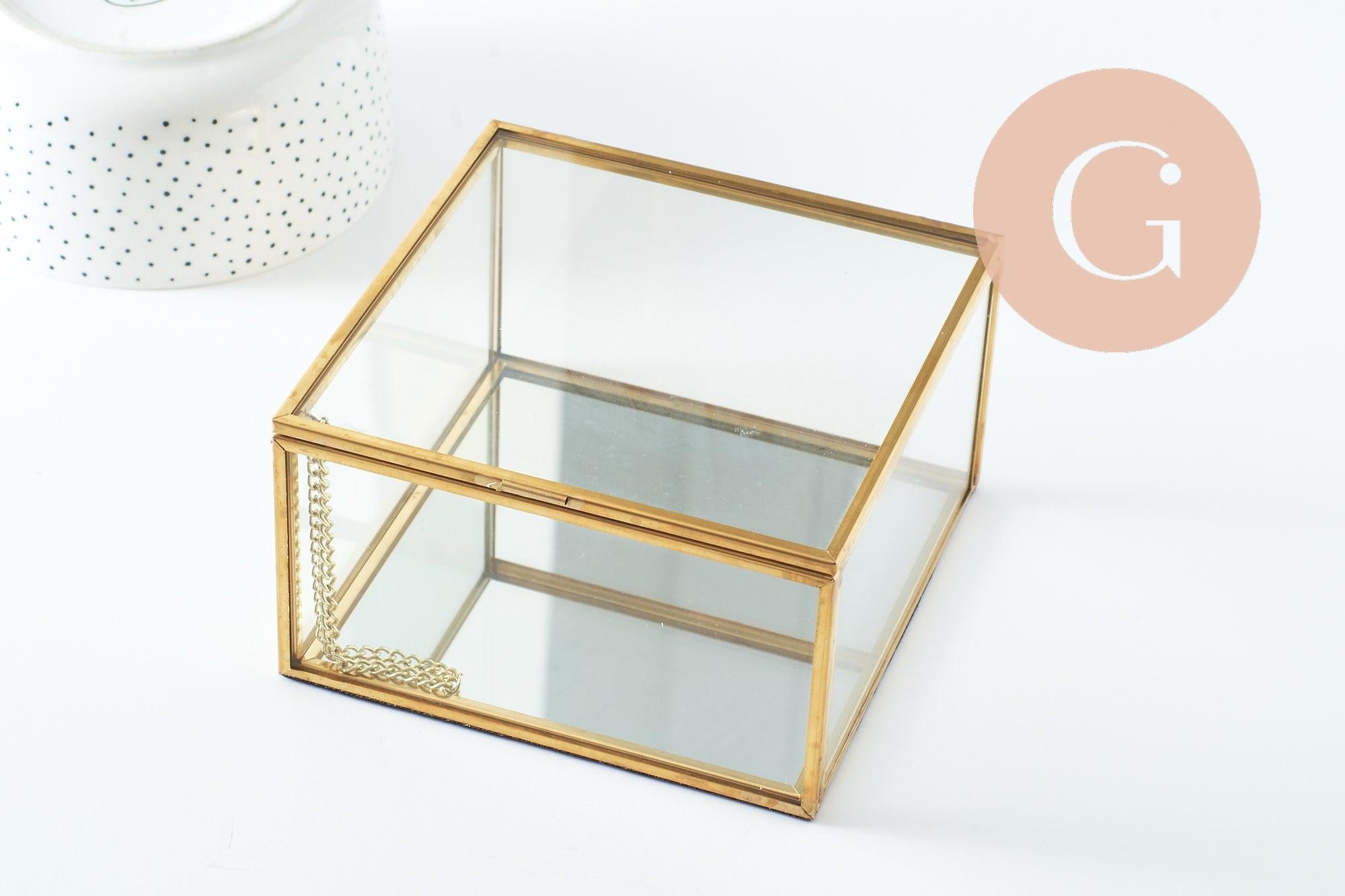 Gingerlily Boîte à bijoux verre carré doré 13.1cm rangement