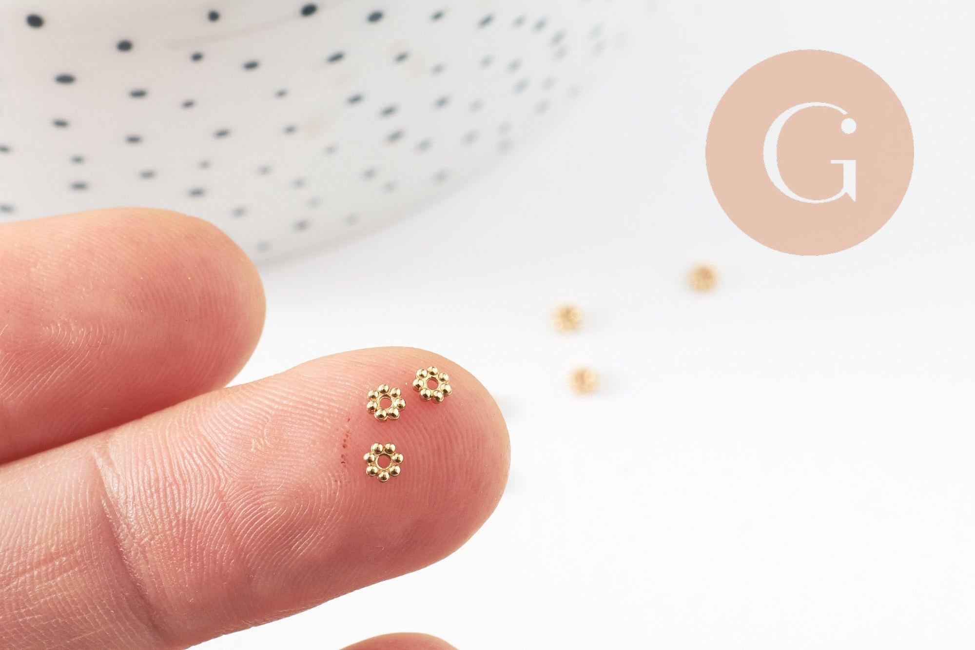 Gingerlily Perles G9832 perle fleur intercalaire doré 3 mm x5