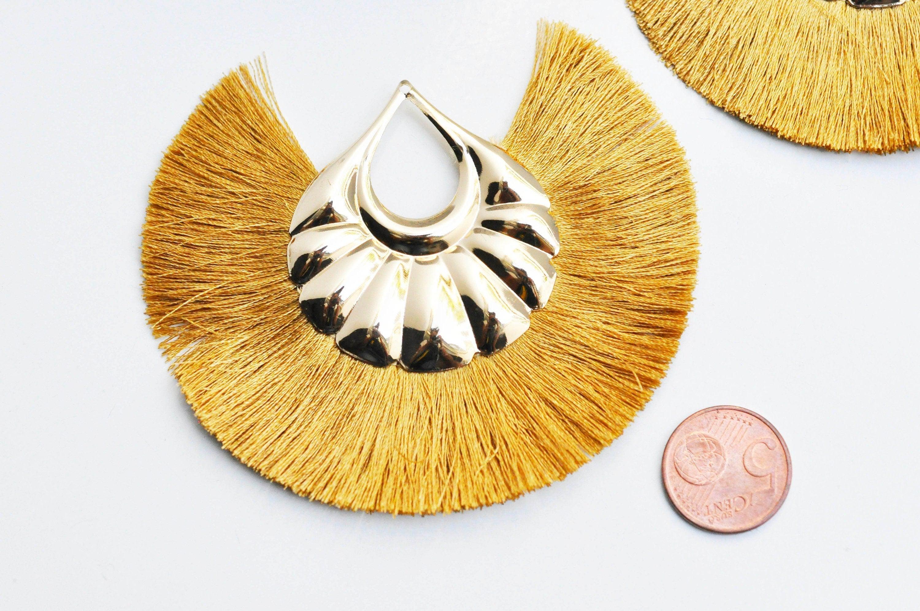 Gingerlily G4532 pendentif pompon fil doré 92mm x2