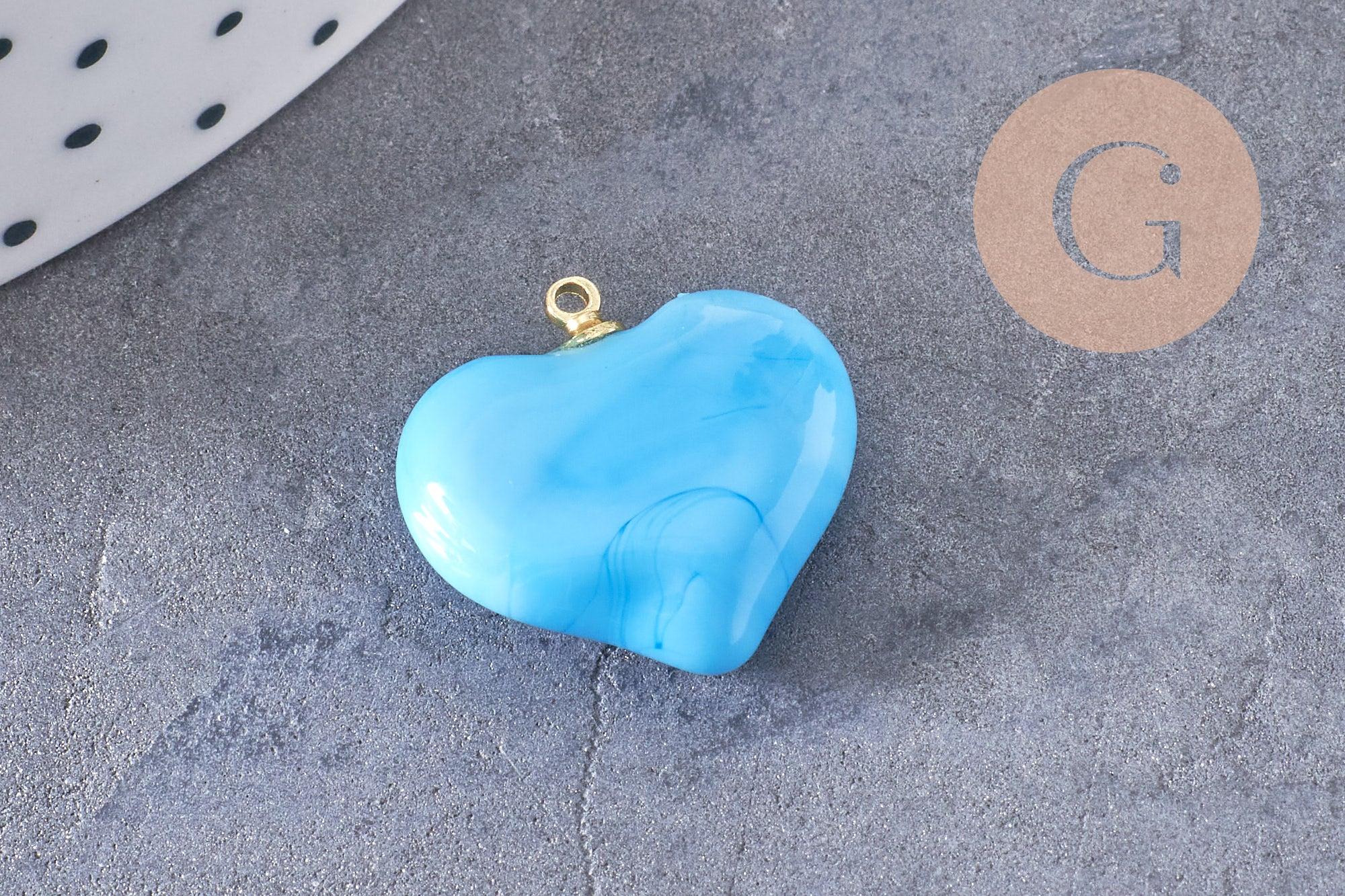 Gingerlily Perles G10290 pendentif cœur verre Murano noir x1