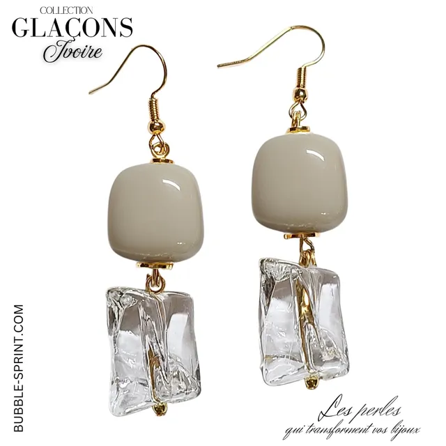 ARTSHOP Glaçons boucles d’oreilles Ivoire kit à faire
