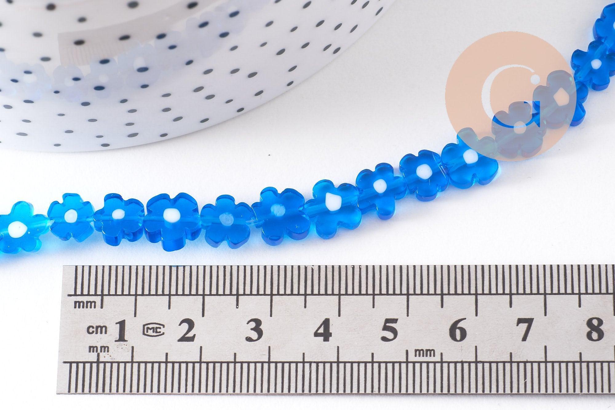 Gingerlily Millefiori Perles fleurs verre 6.5-9mm fil 40cm