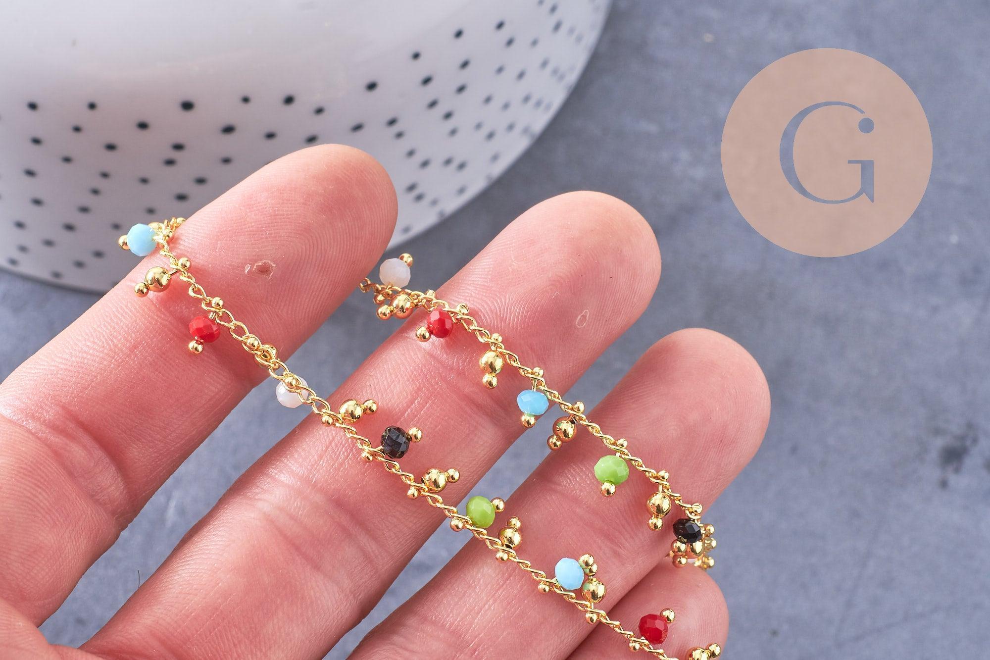 Gingerlily Chaînes pour bijoux DIY G3963 chaîne rocaille dorée 18K 40,5cm