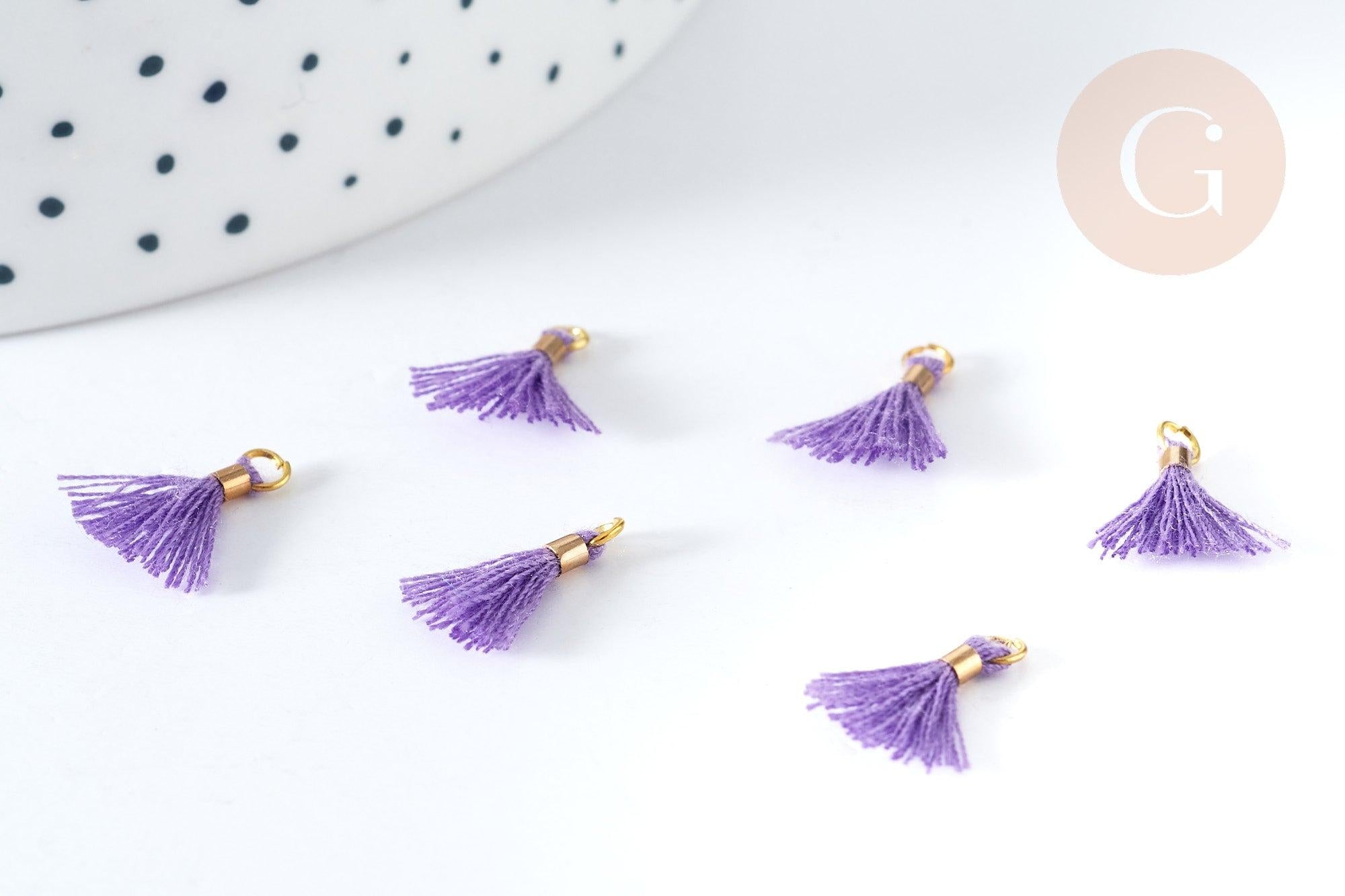 Gingerlily Pompons violets polyester support doré 10-15mm x10