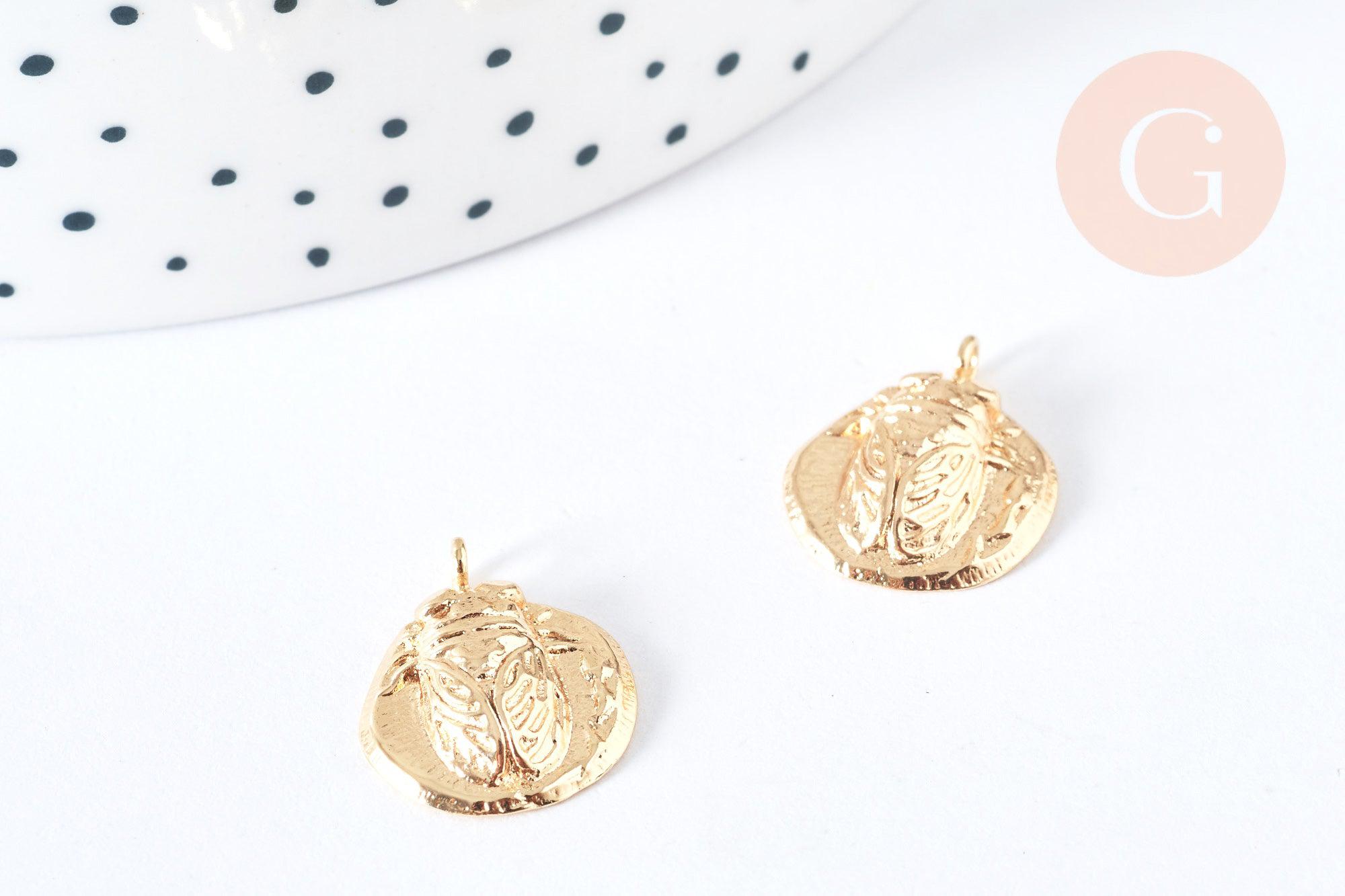 Gingerlily G7122 pendentif médaille cigale laiton doré 16mm