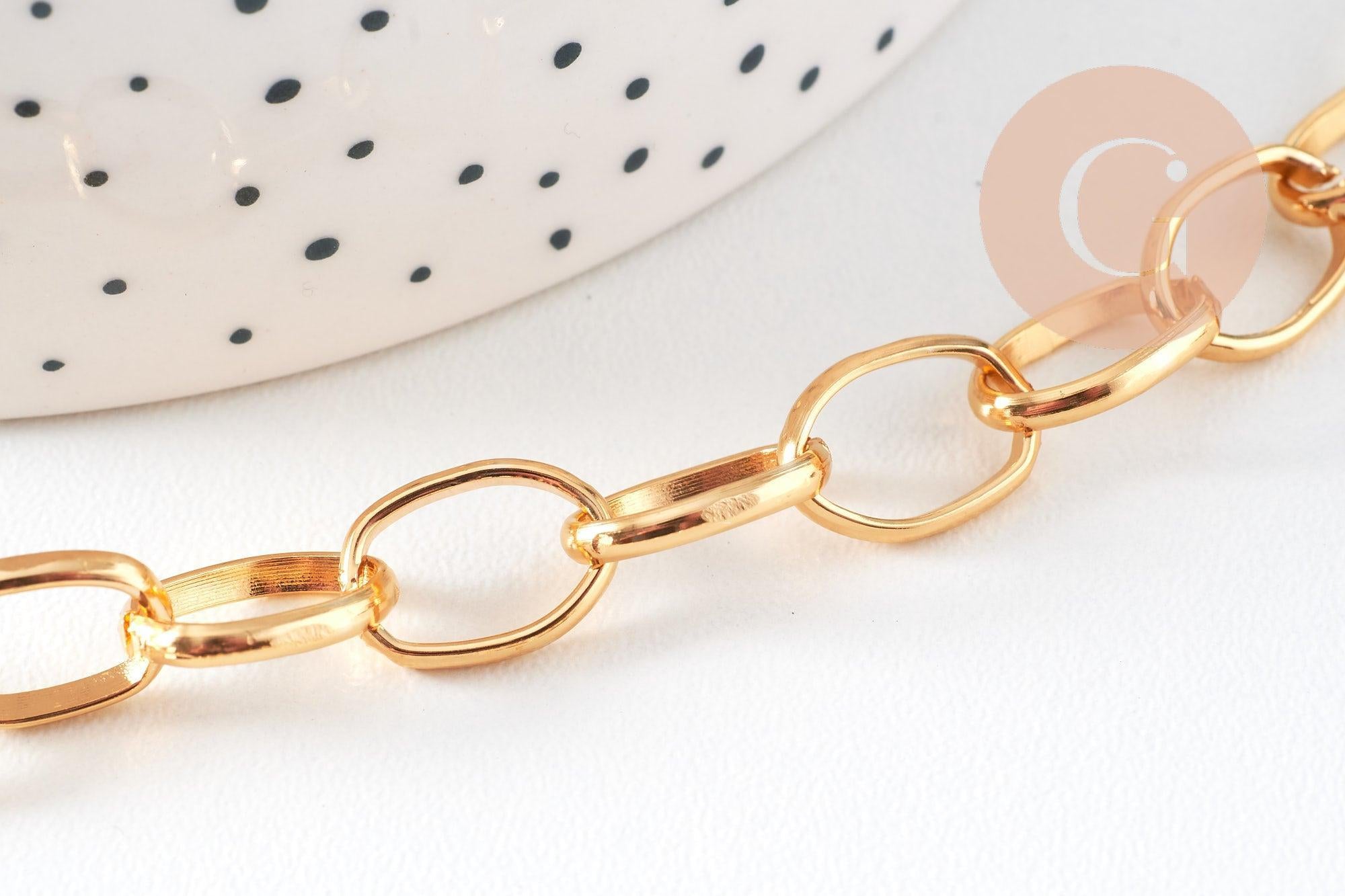 Gingerlily Chaîne Rolo Aluminium Doré 12mm 1 mètre