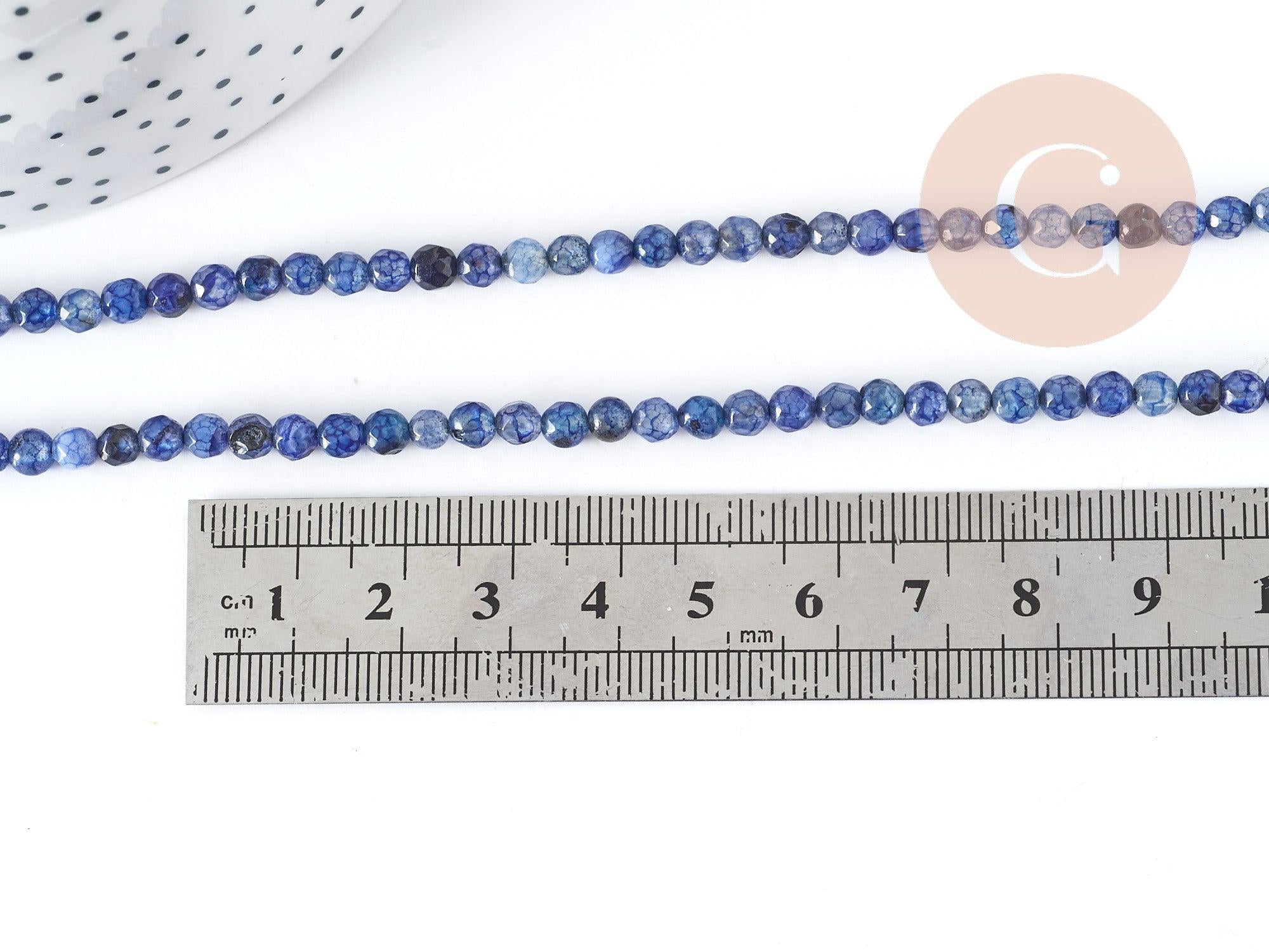 Gingerlily agate G8978 perles pierre bleue 4 mm fil 37 cm
