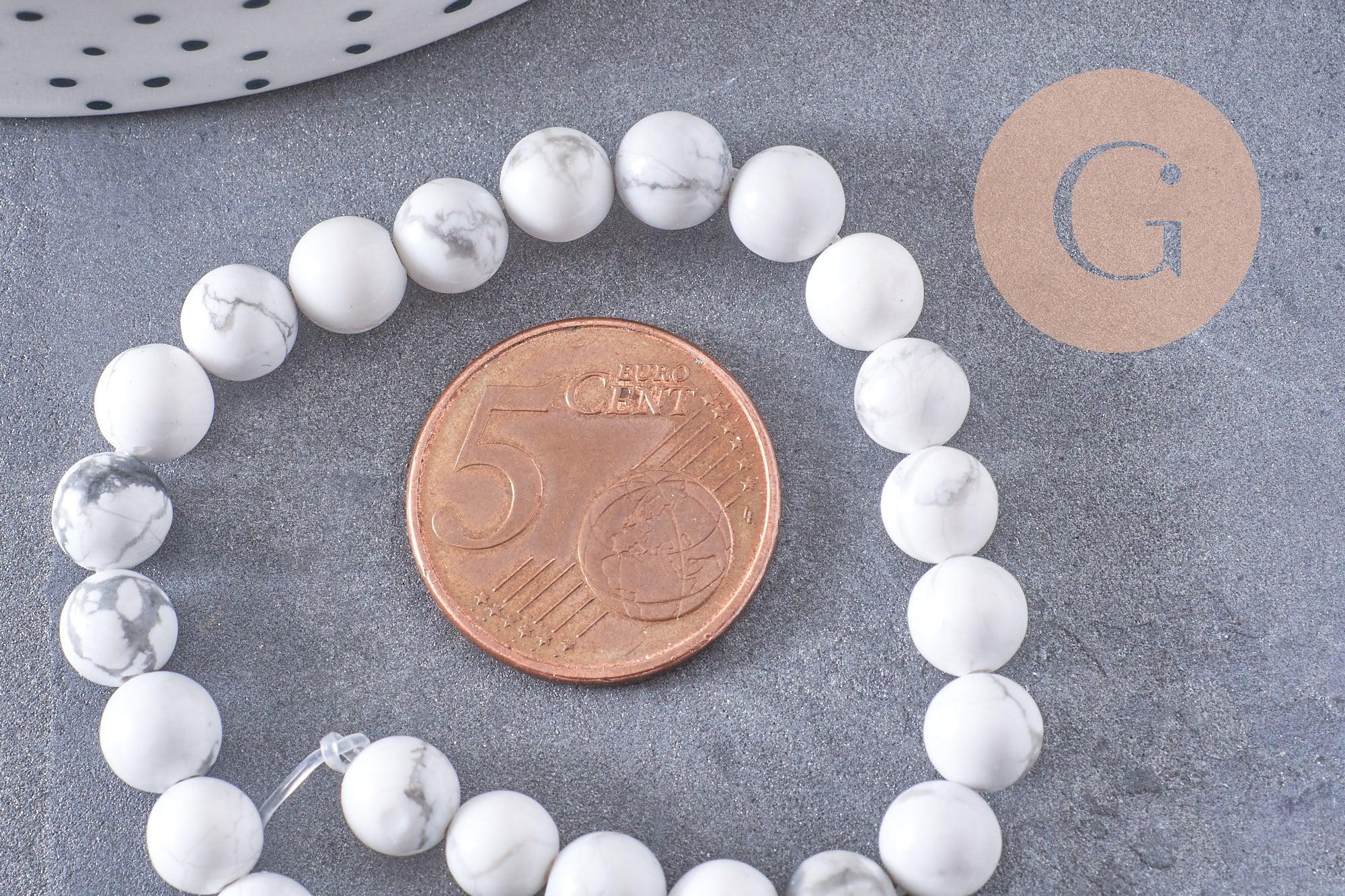 Gingerlily Perles howlite blanche G1297 perles 6mm fil 19cm marbré